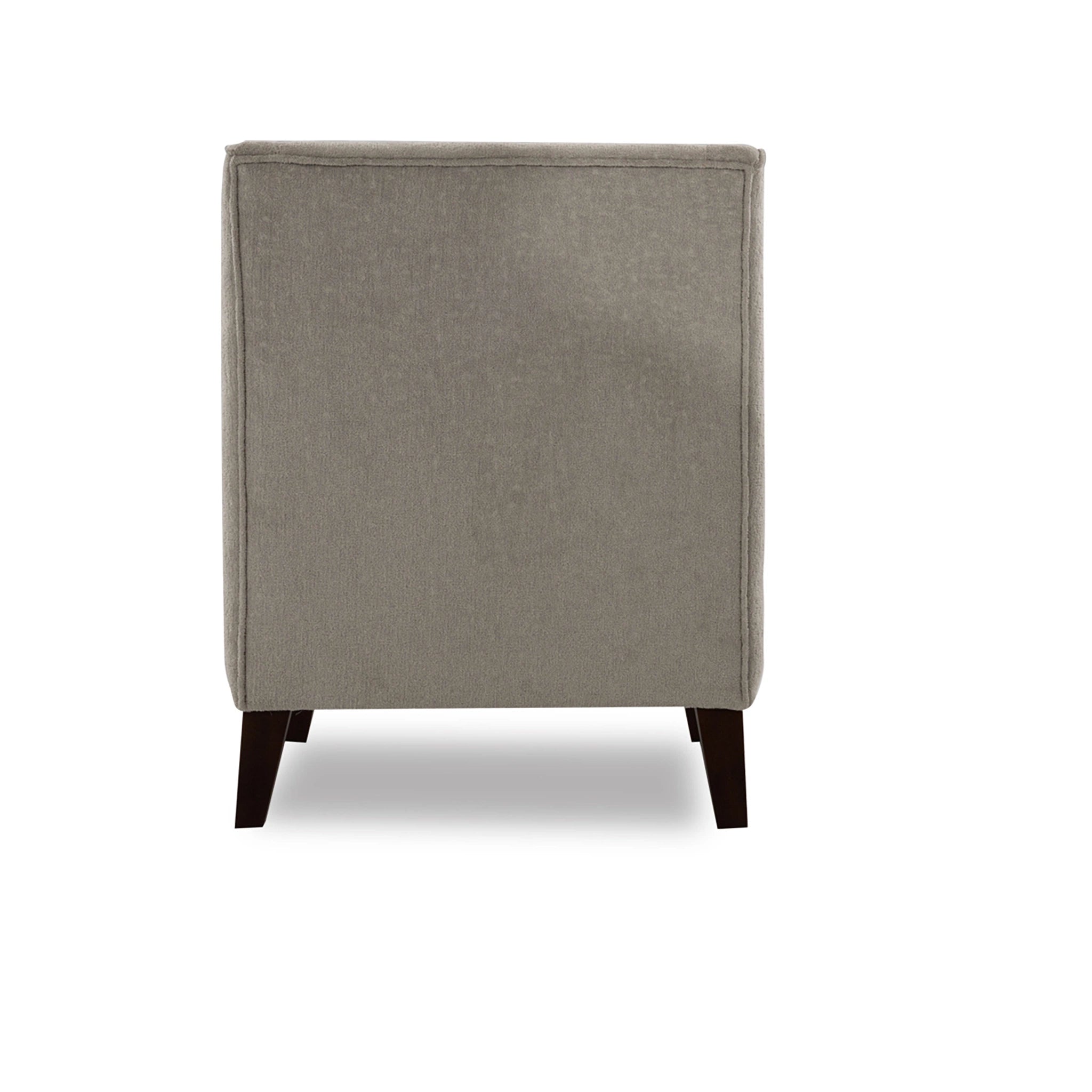 Gray upholstered chair on a white background