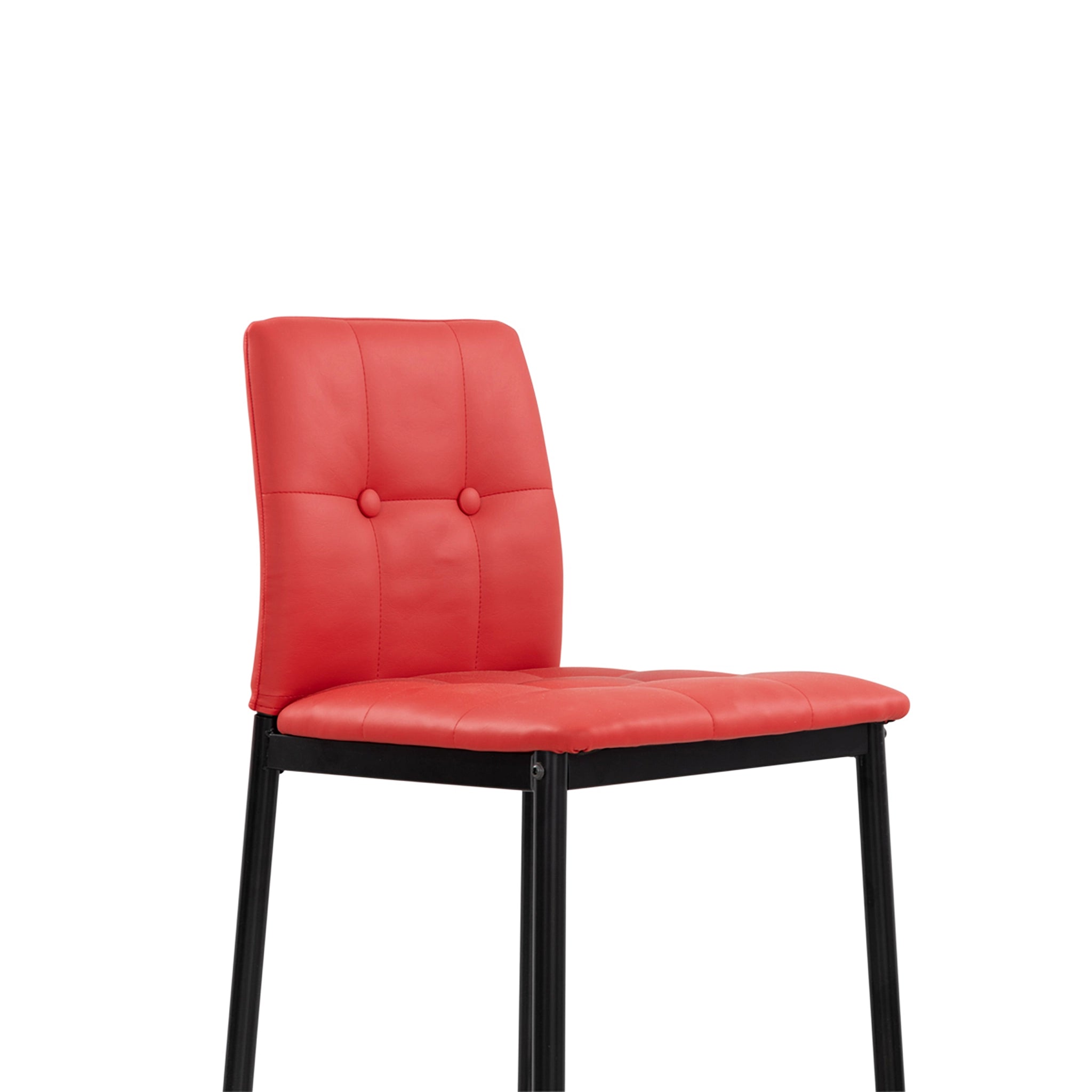 Red chair with black legs on a white background
