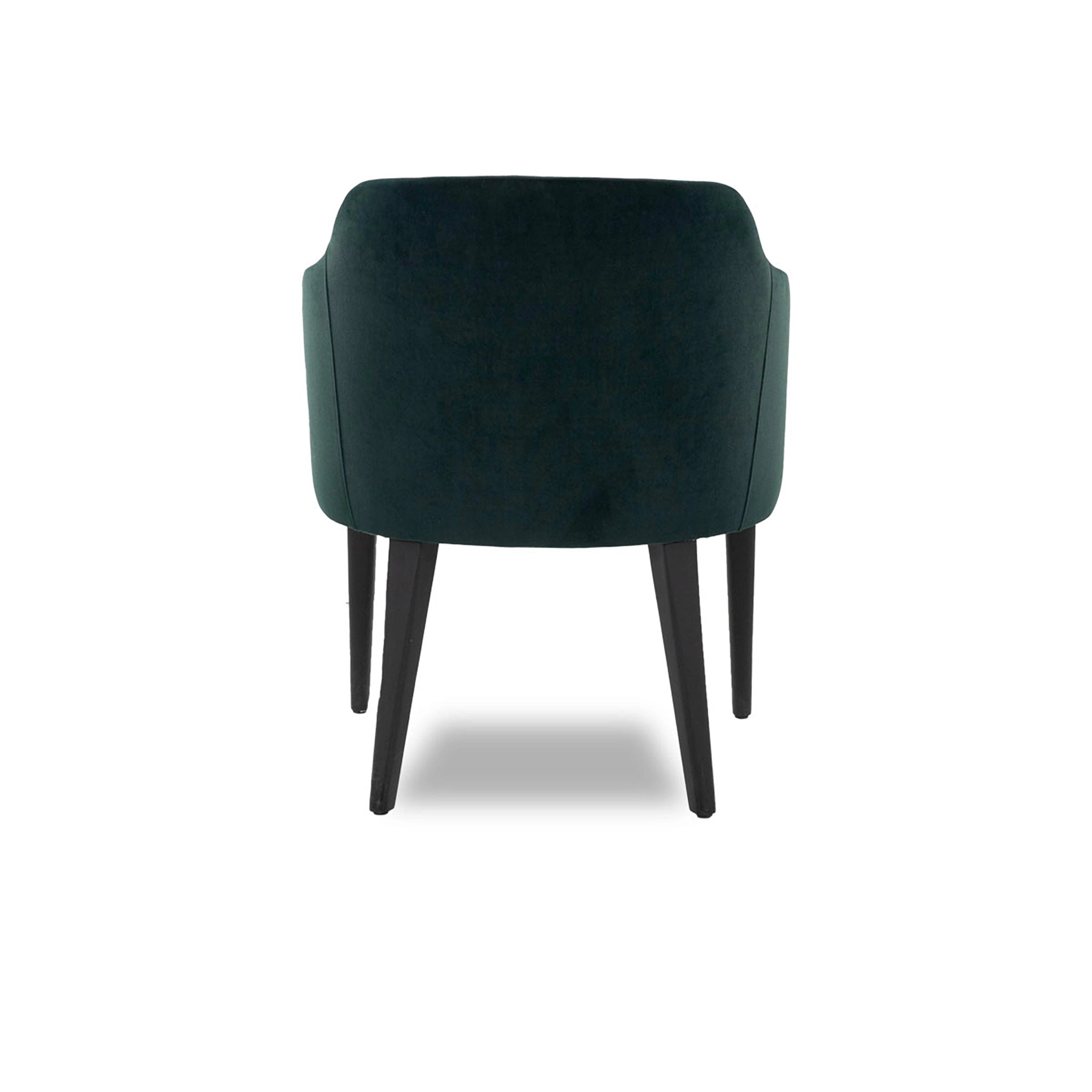 Green armchair with wooden legs on a white background