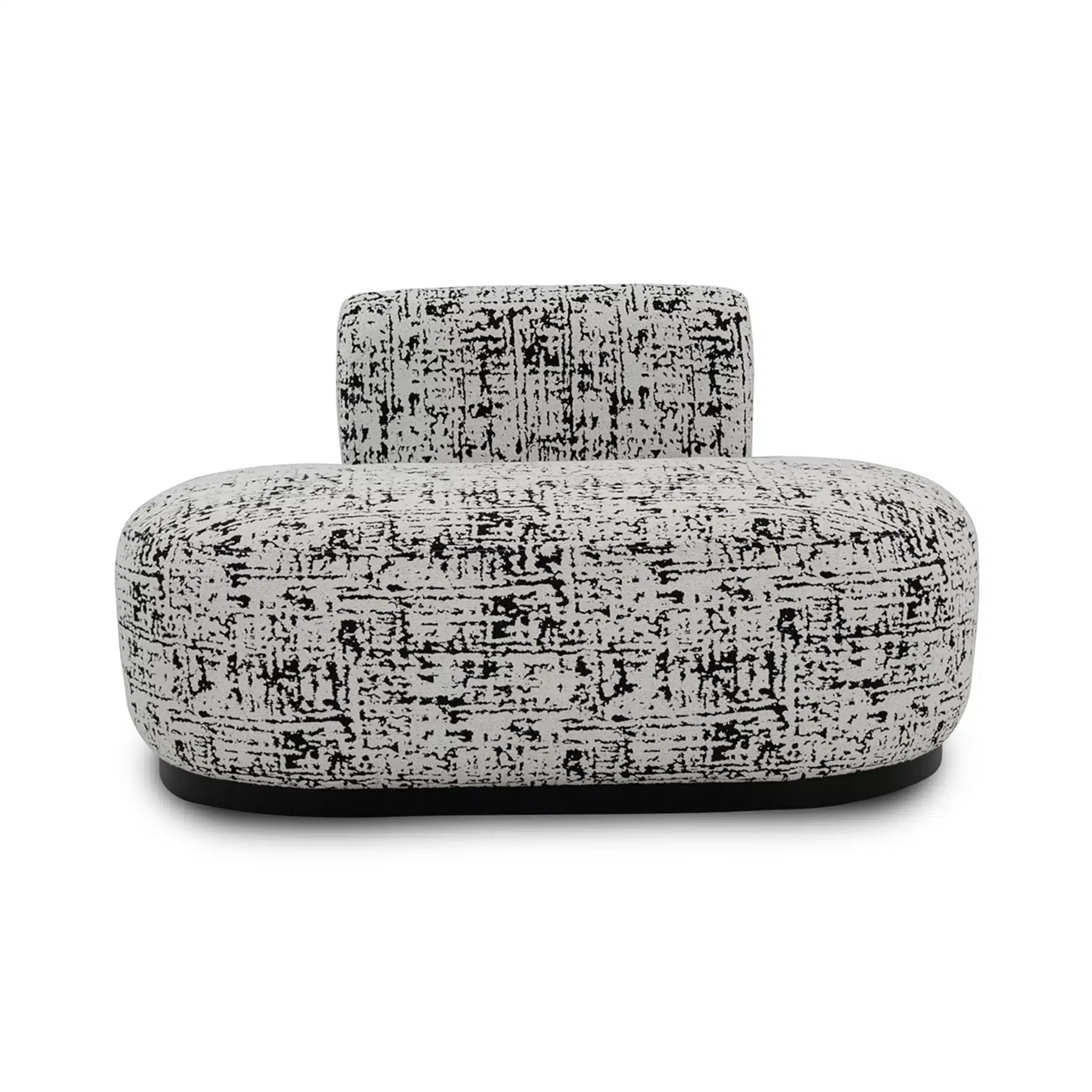 Modern chair with a textured black and white pattern on a white background