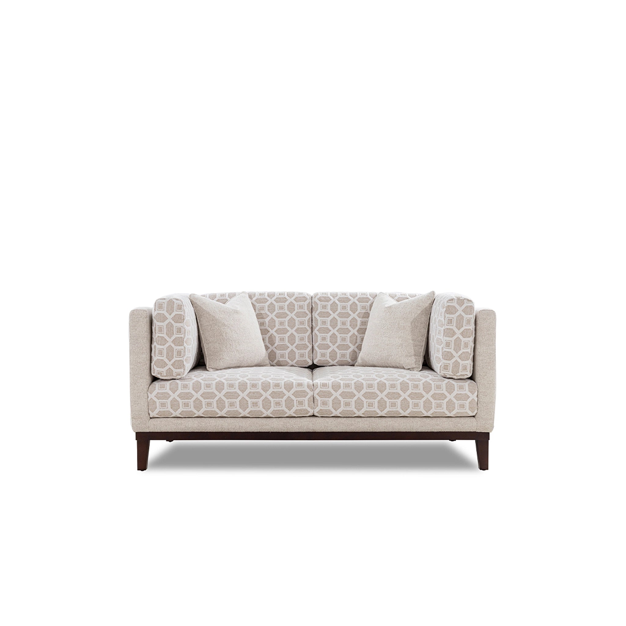 Beige patterned sofa on a white background