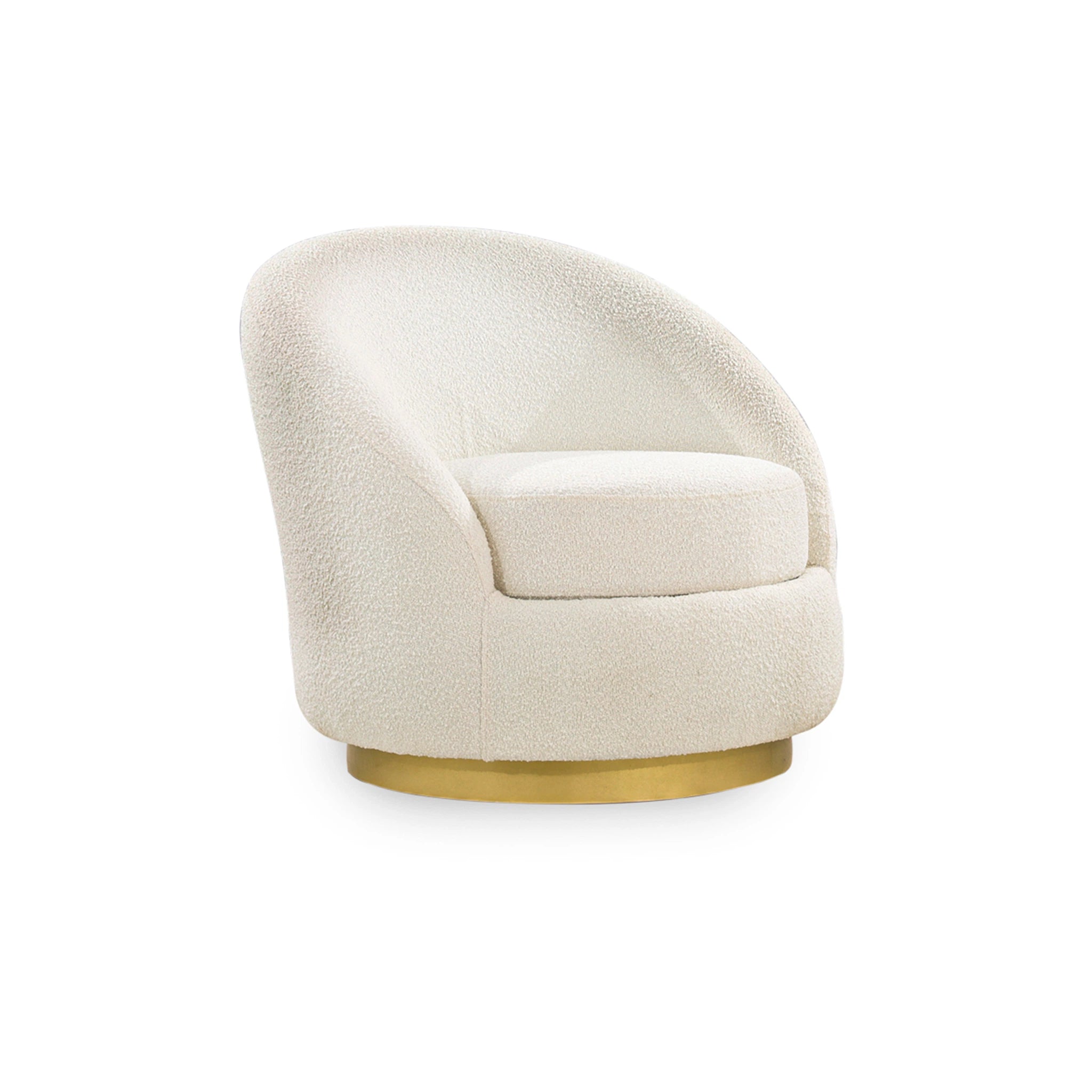Cream-colored chair with a gold base on a white background