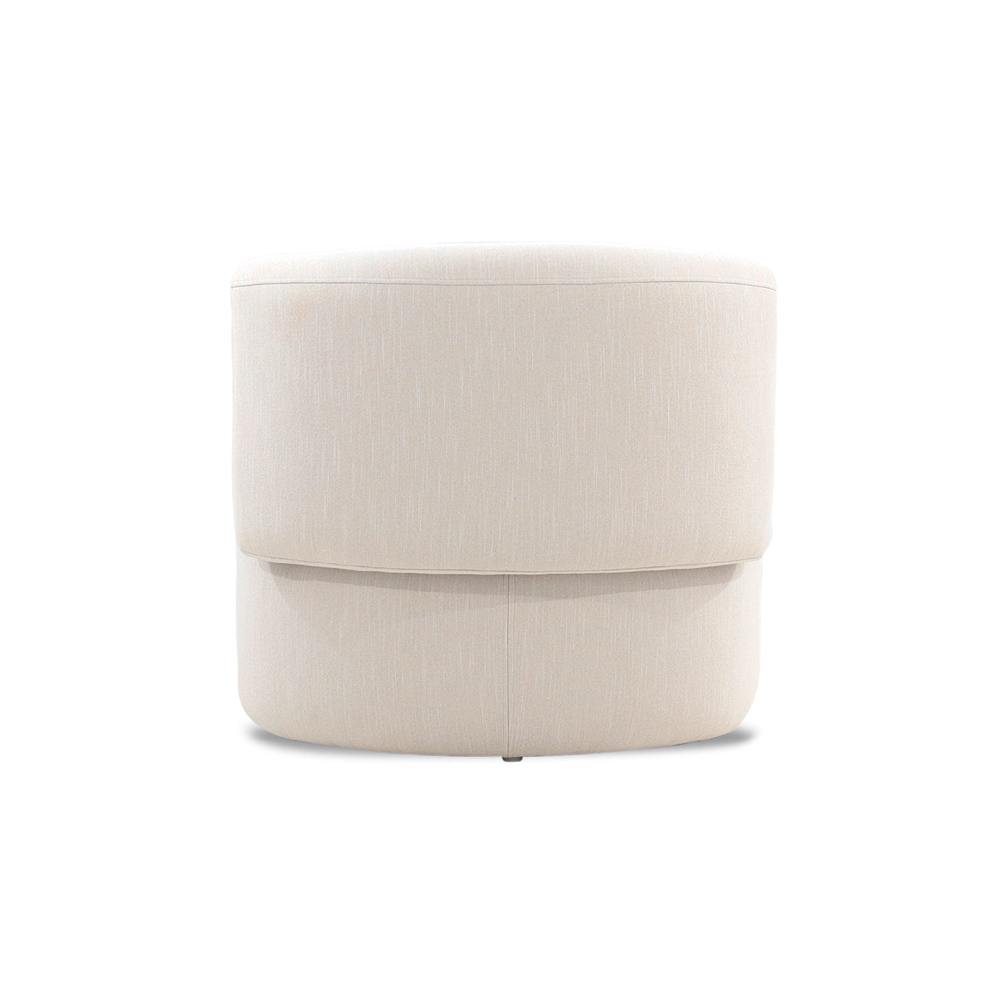 Beige fabric ottoman on a white background