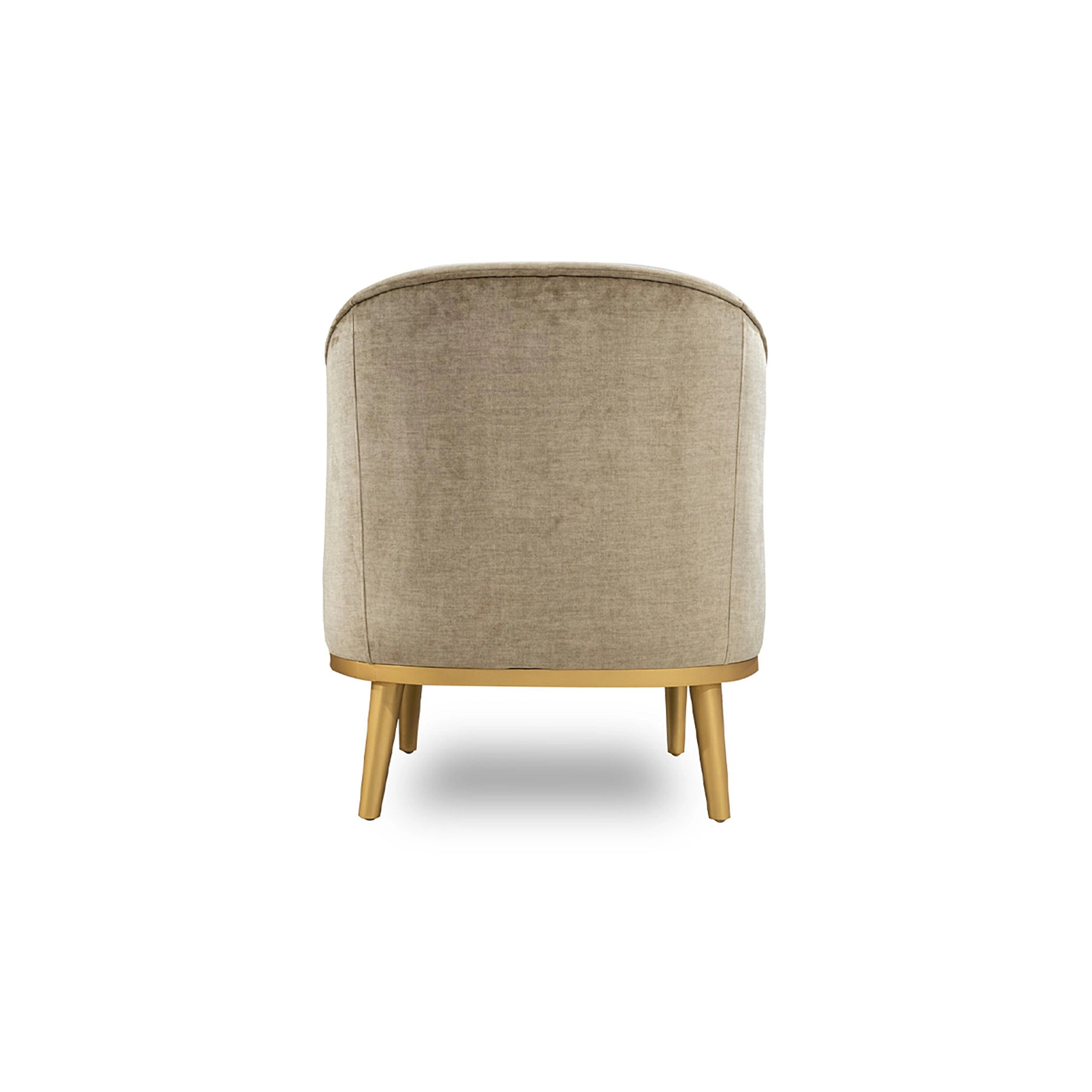 Beige armchair with wooden legs on a white background