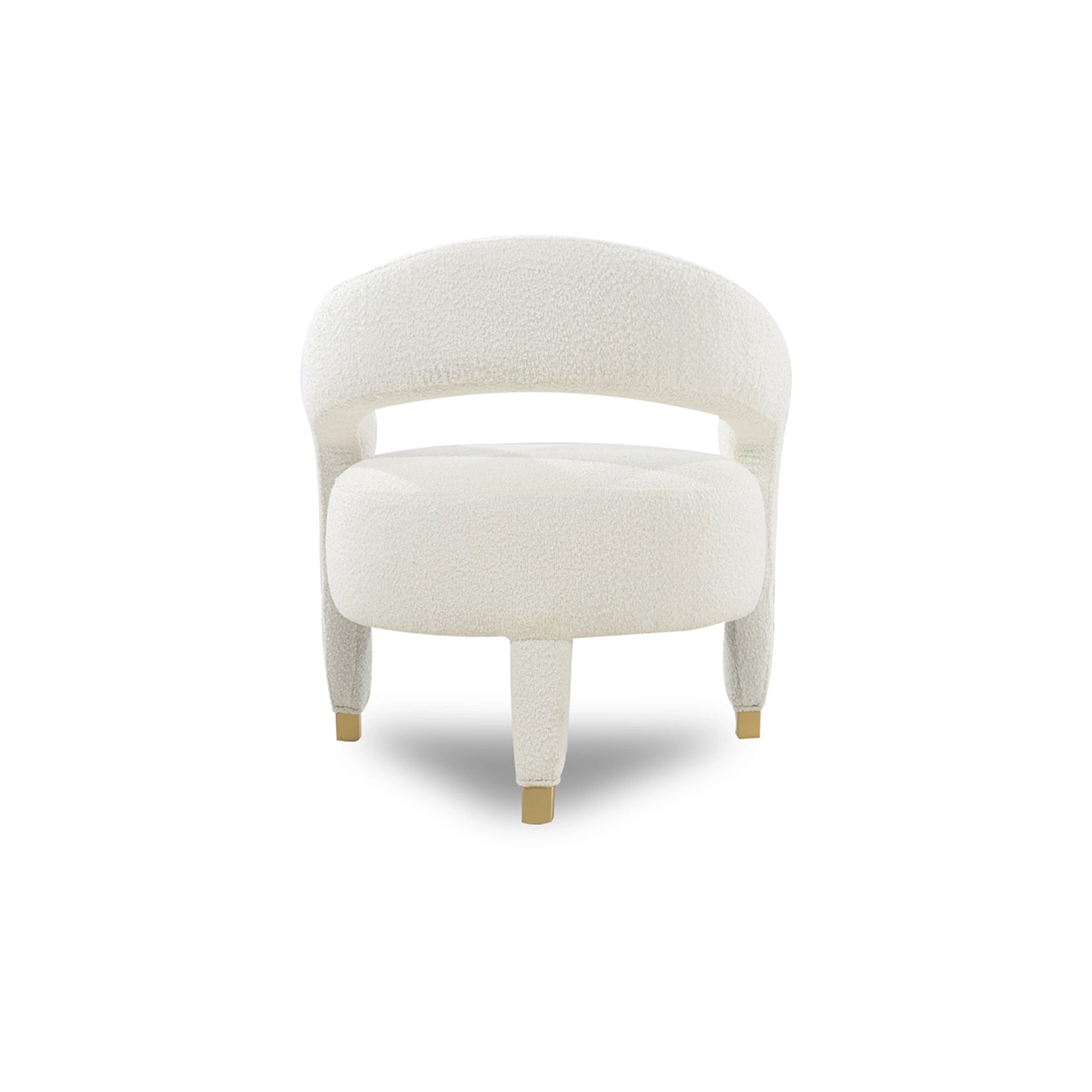 White armchair with a matching ottoman on a white background
