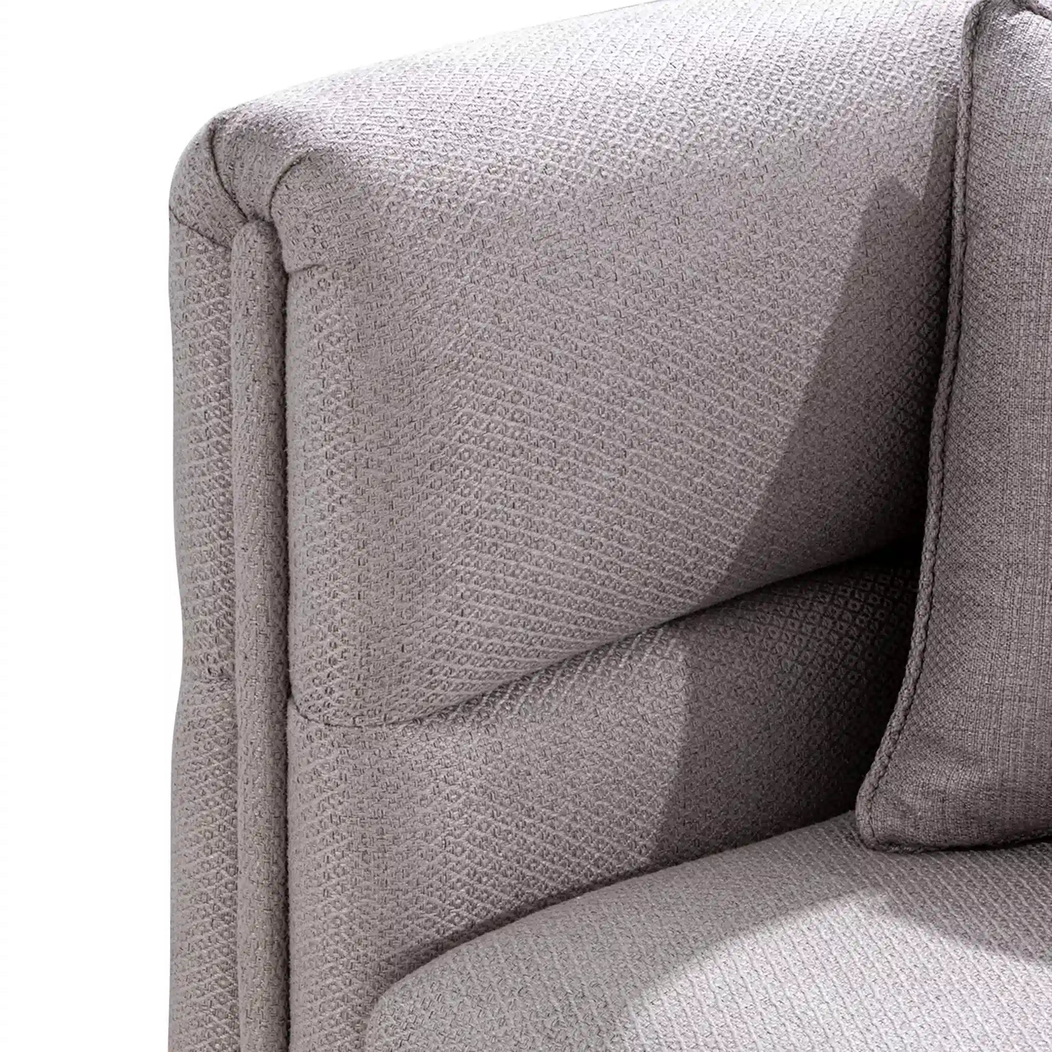 Gray textured sofa with a pillow on a white background