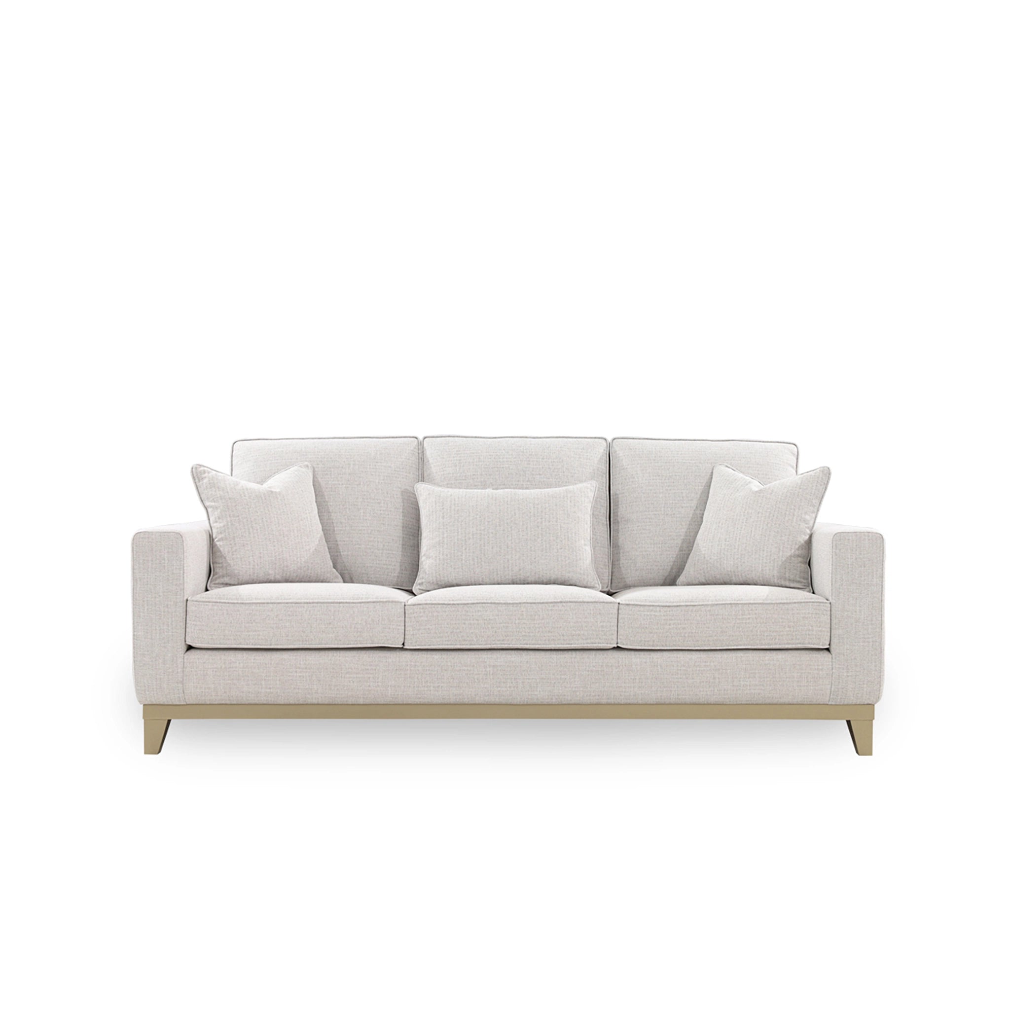 Light gray sofa with four cushions on a white background