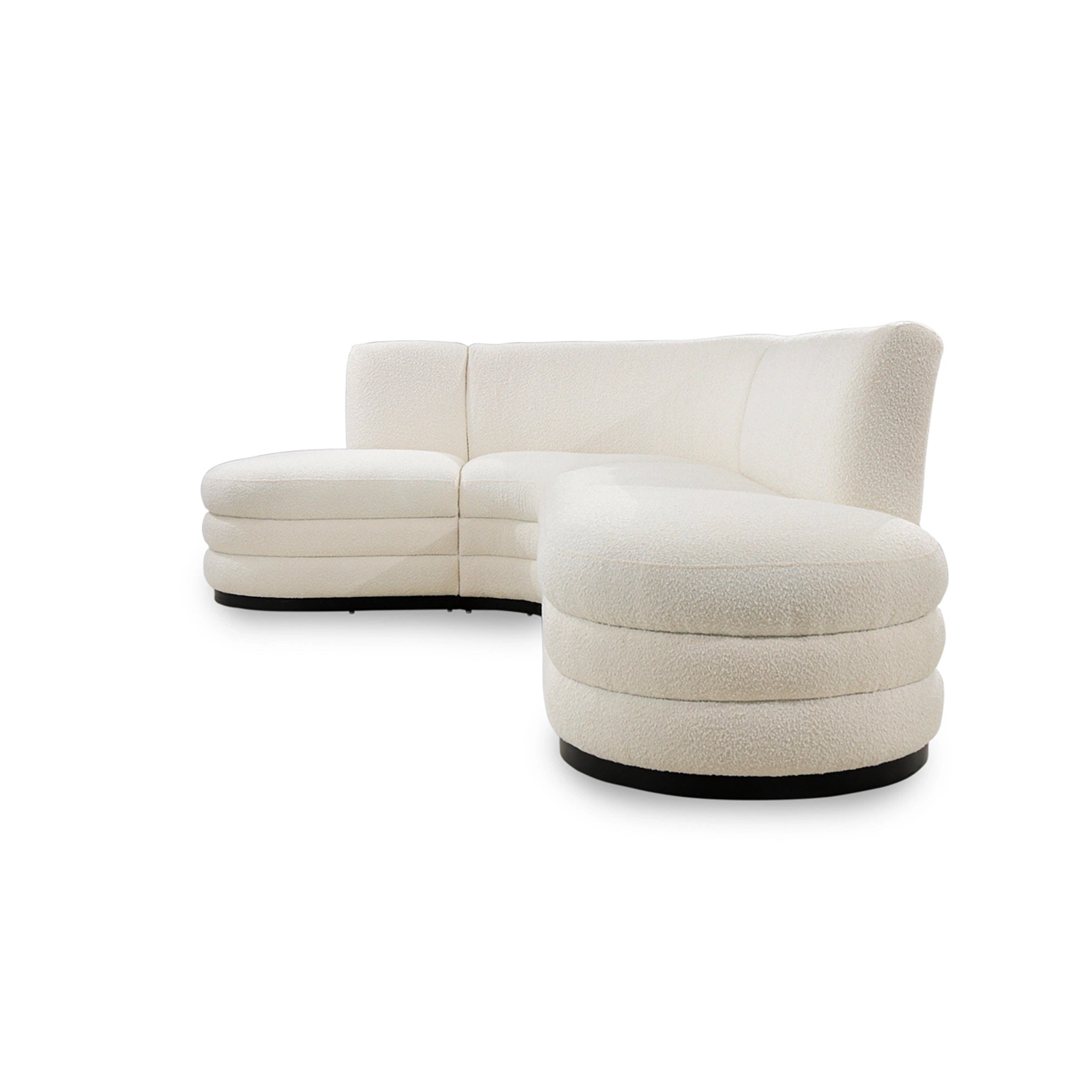 Modern white sofa with ottoman on a white background