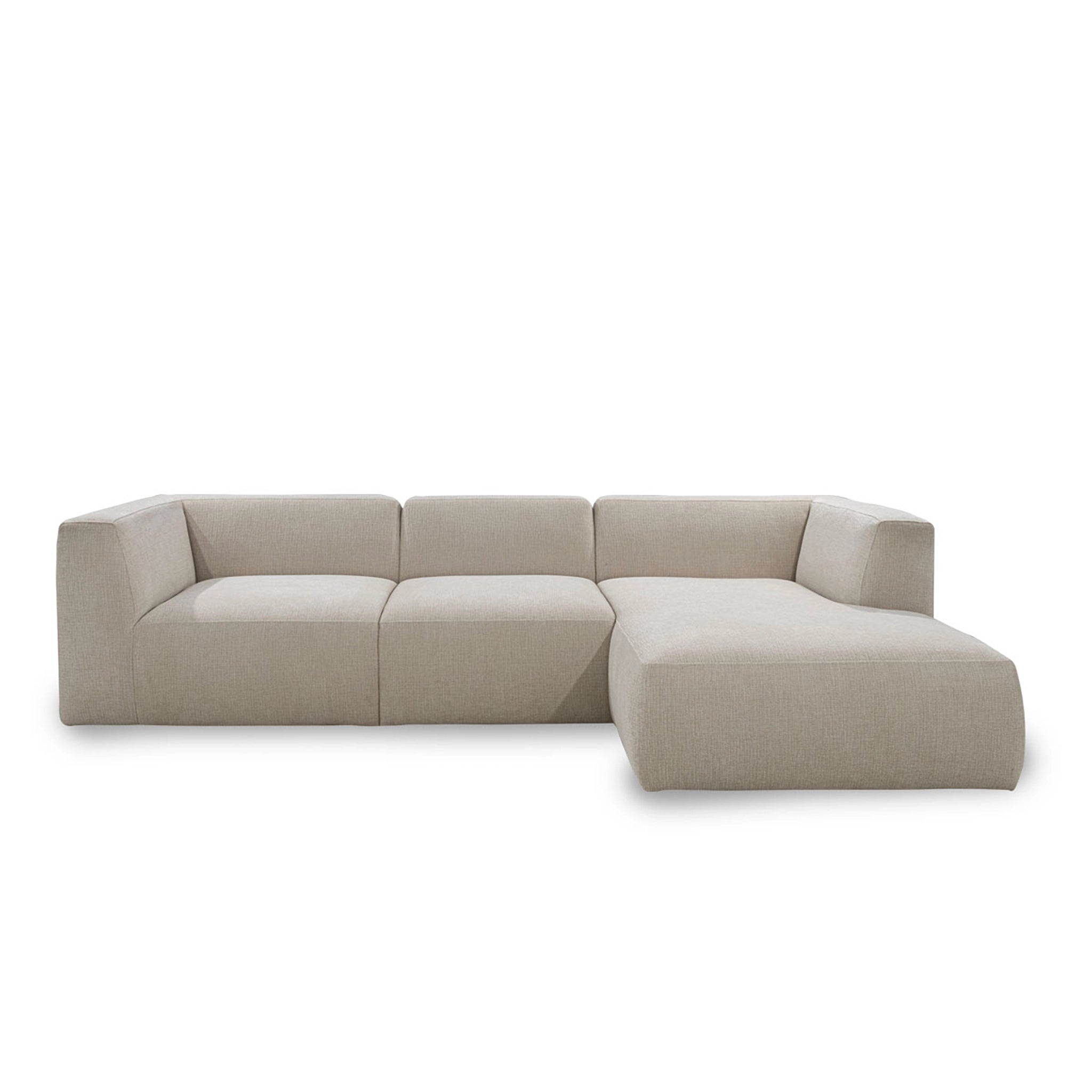 Beige sectional sofa on a white background