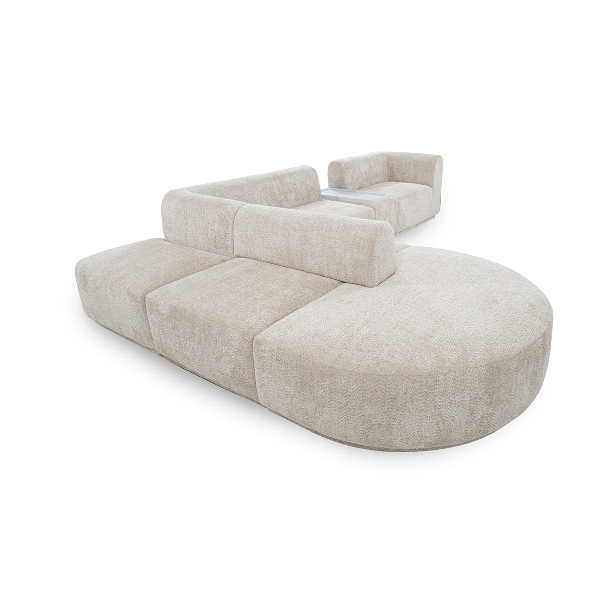 Beige modular sofa on a white background