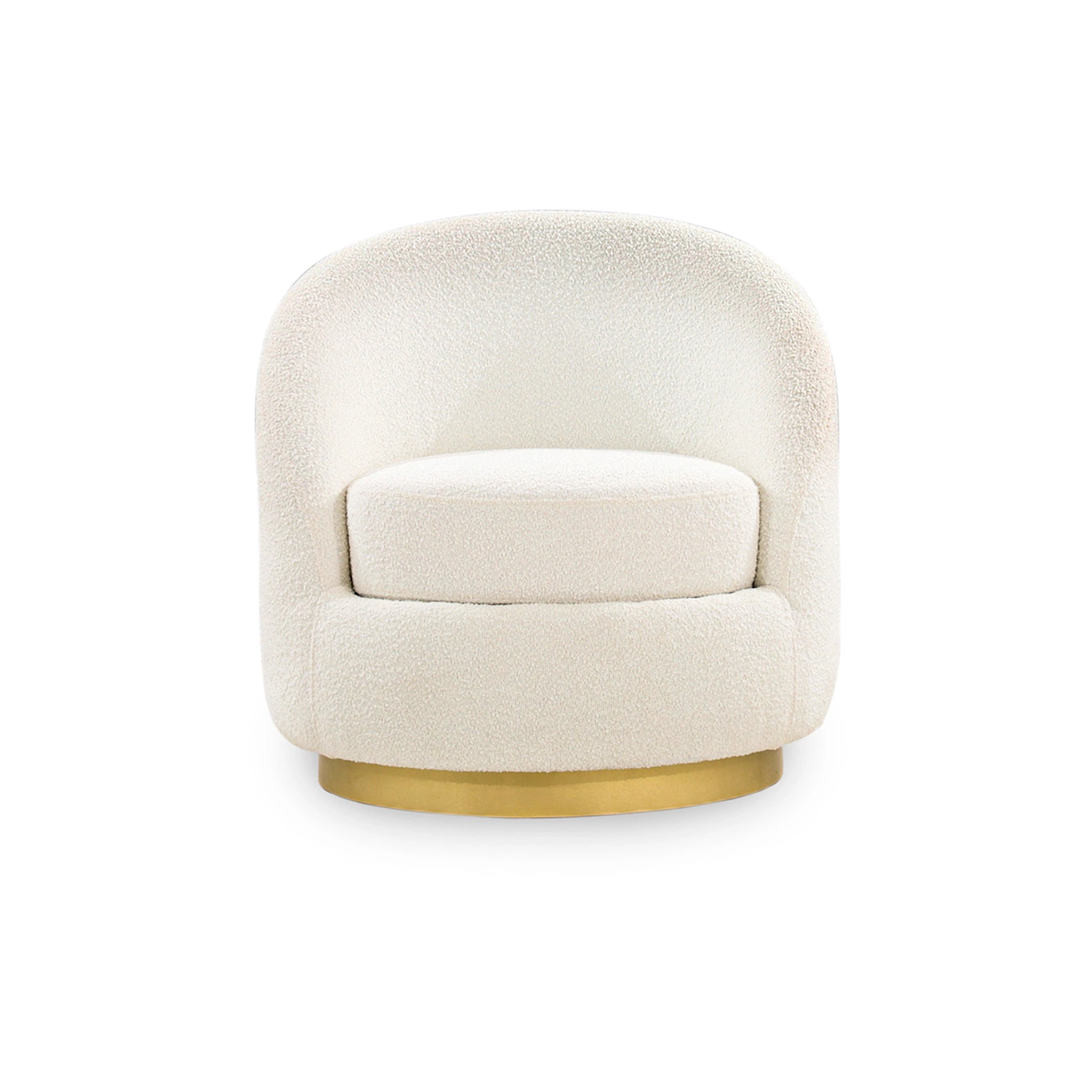 Beige armchair with gold base on a white background