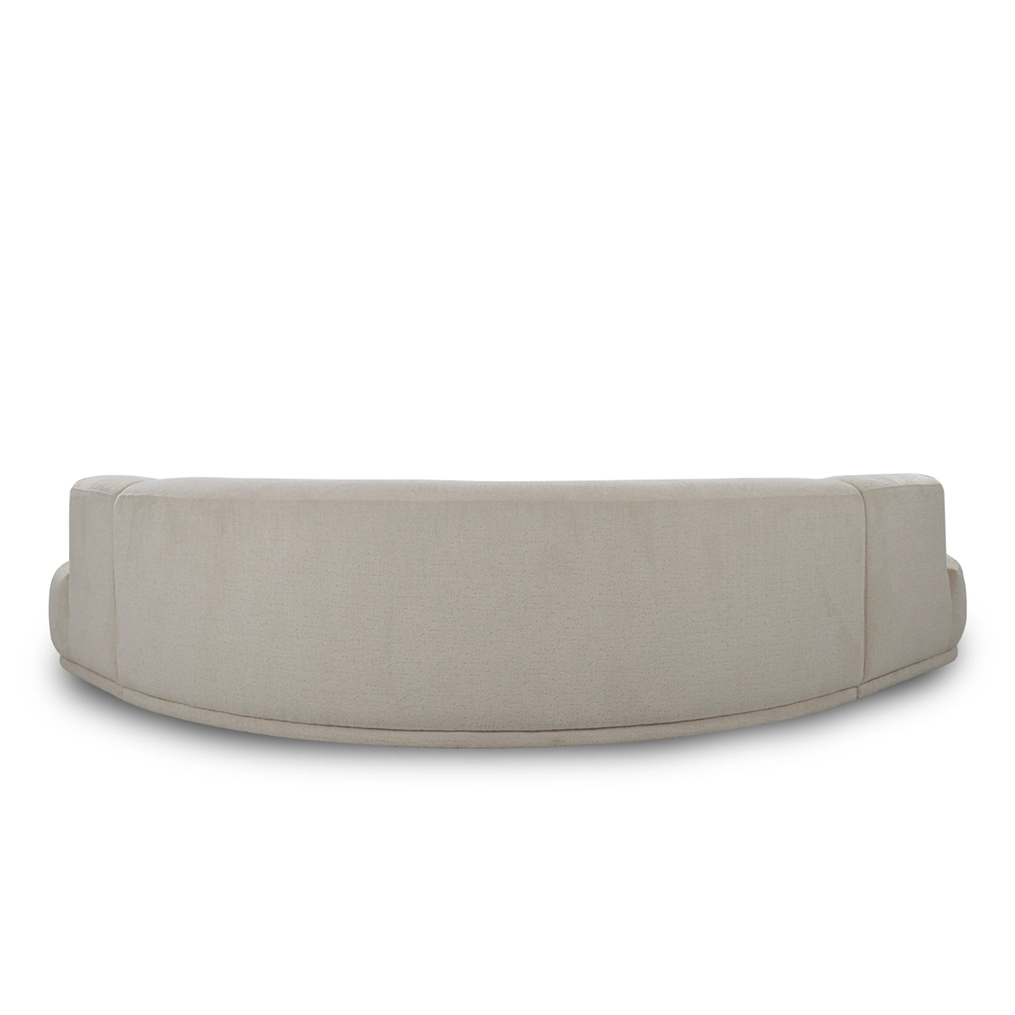 Round beige ottoman on a white background
