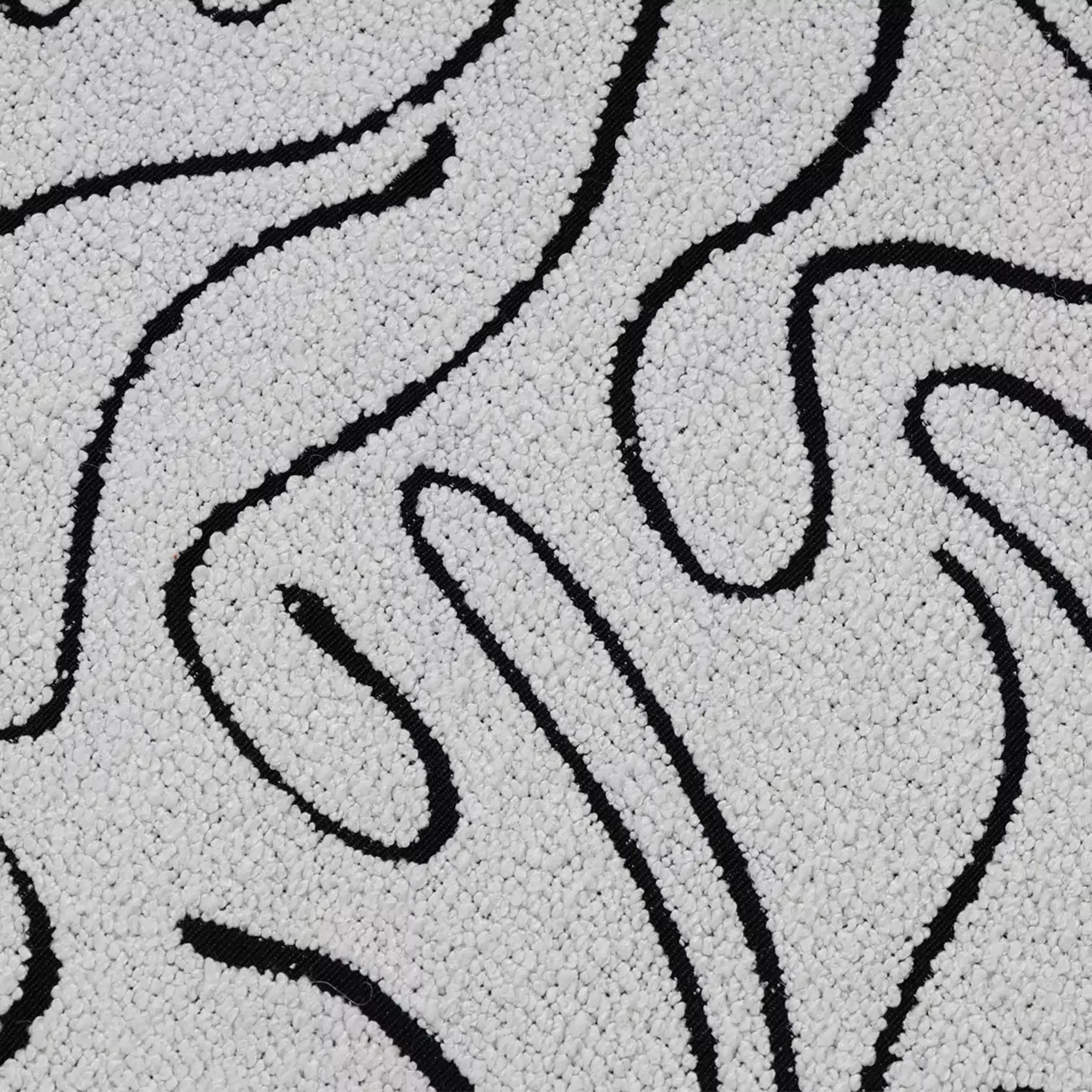Close-up of a textured surface with black wavy patterns on a gray background
