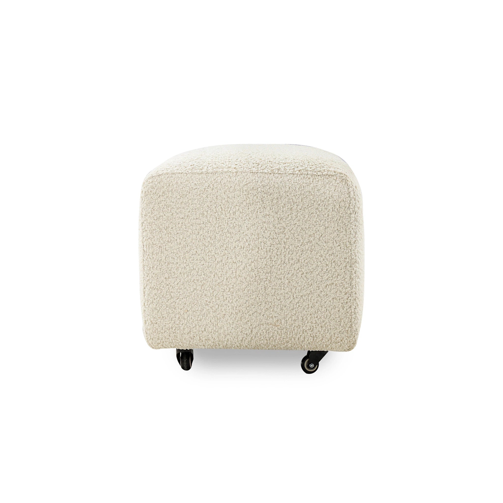 Beige ottoman with wheels on a white background