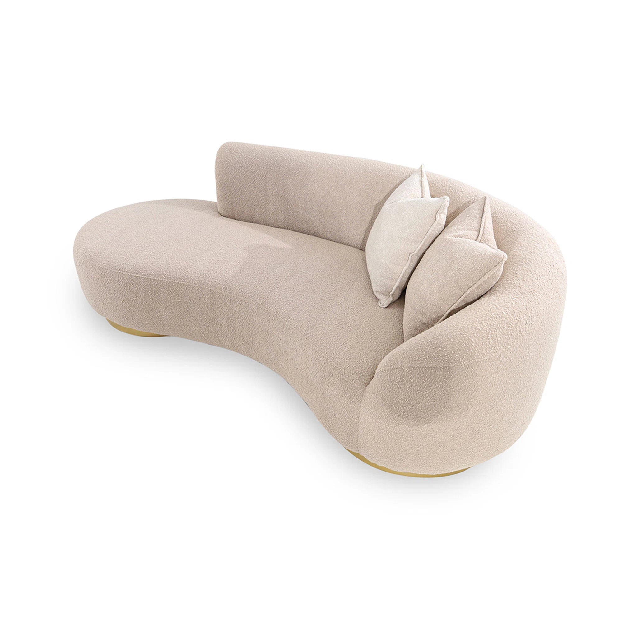 Beige lounge chair with cushions on a white background