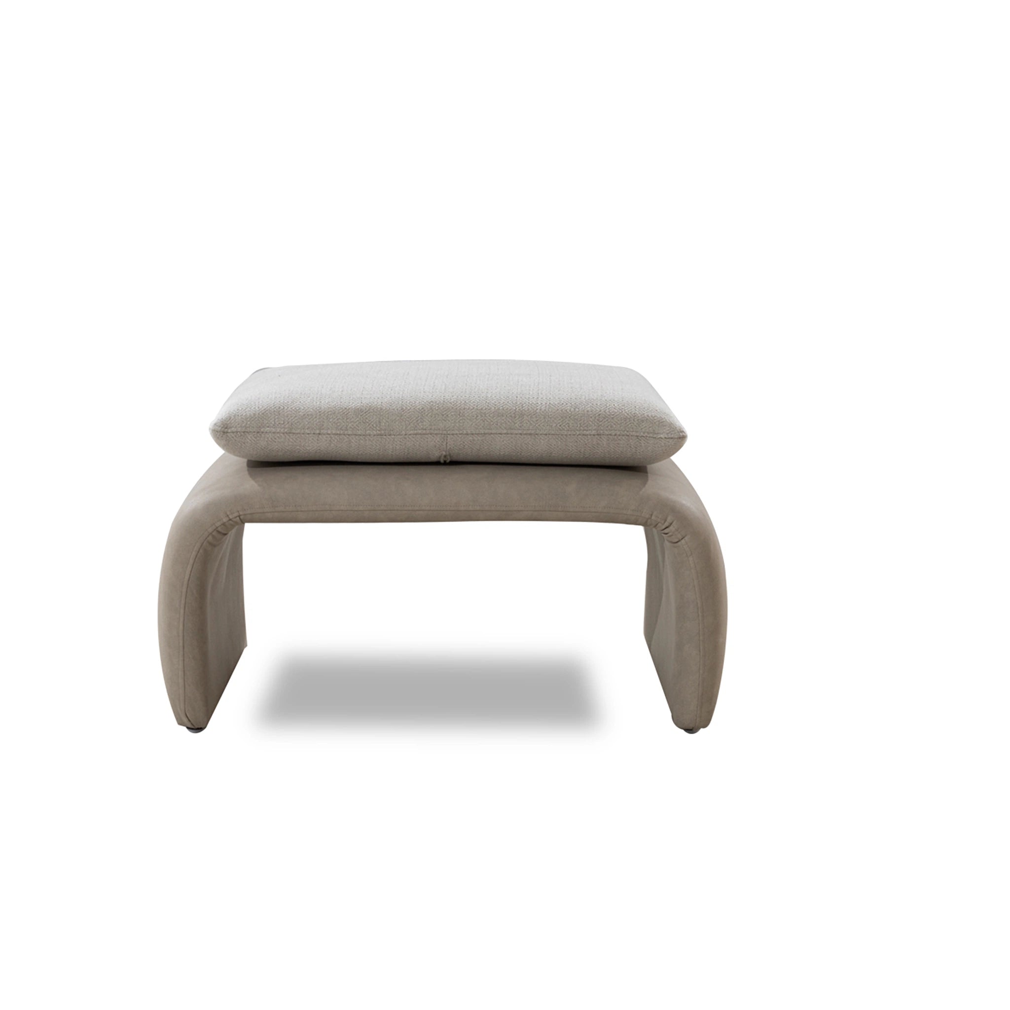 Beige footstool with cushion on a white background