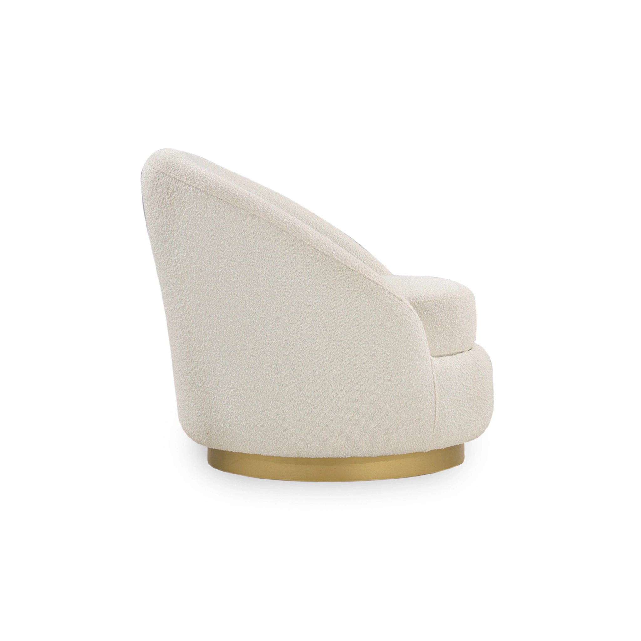 Beige armchair with gold base on a white background