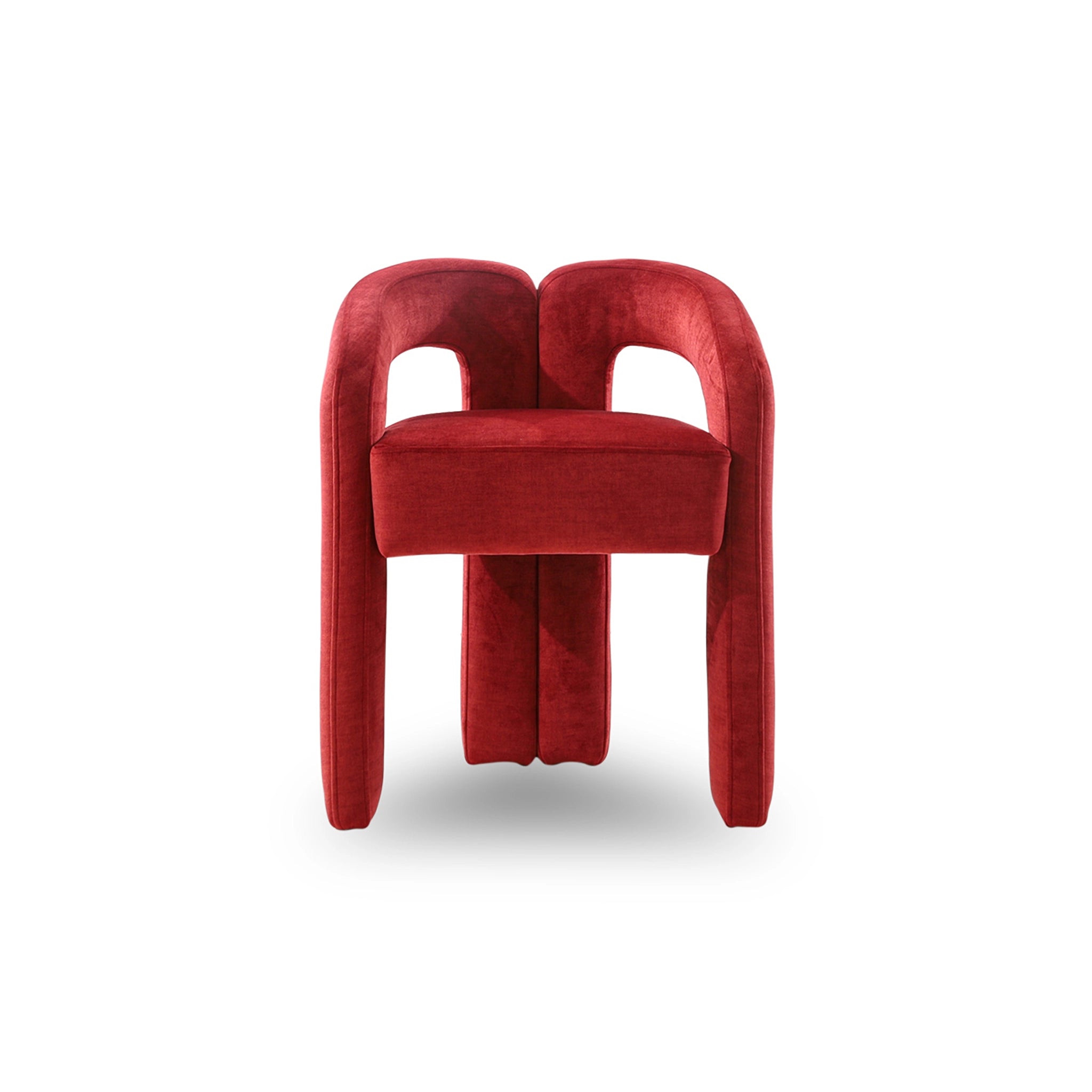 Red chair with unique design on a white background