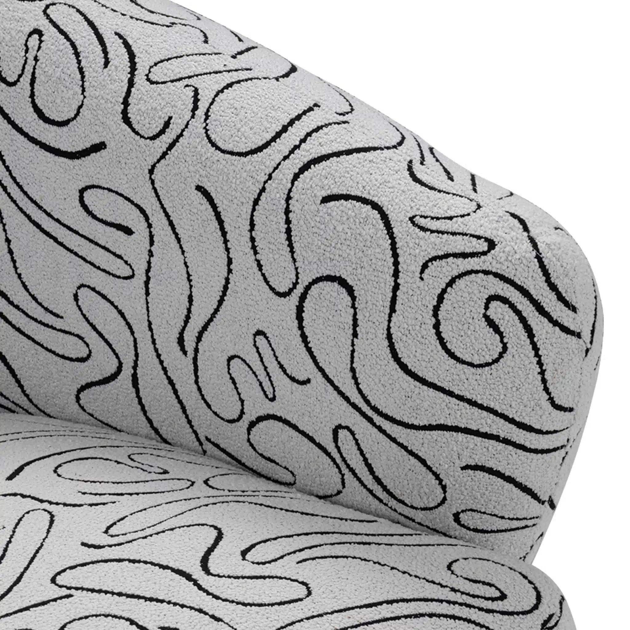 Gray fabric with black abstract pattern on a white background