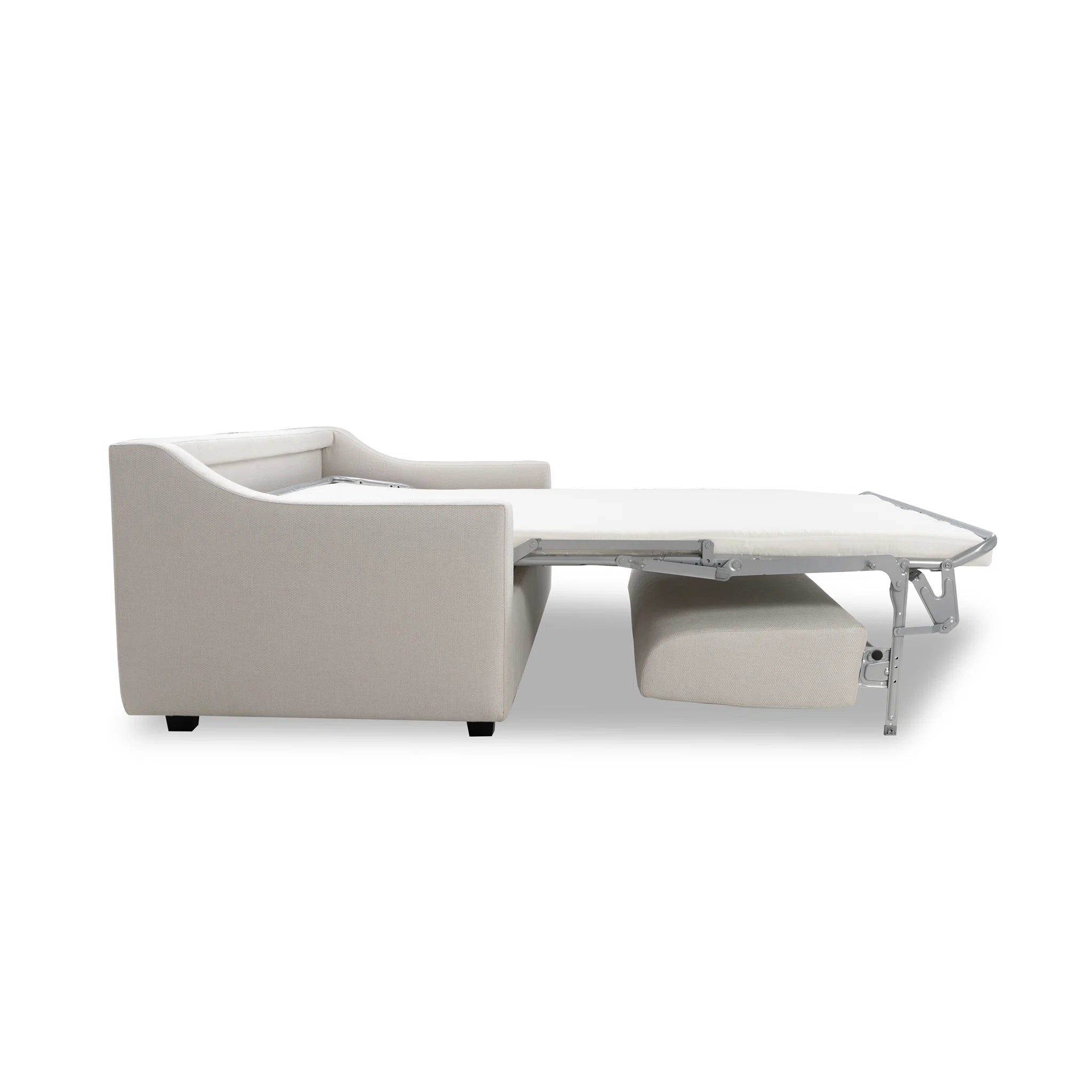 White sectional sofa with pull-out bed on a white background