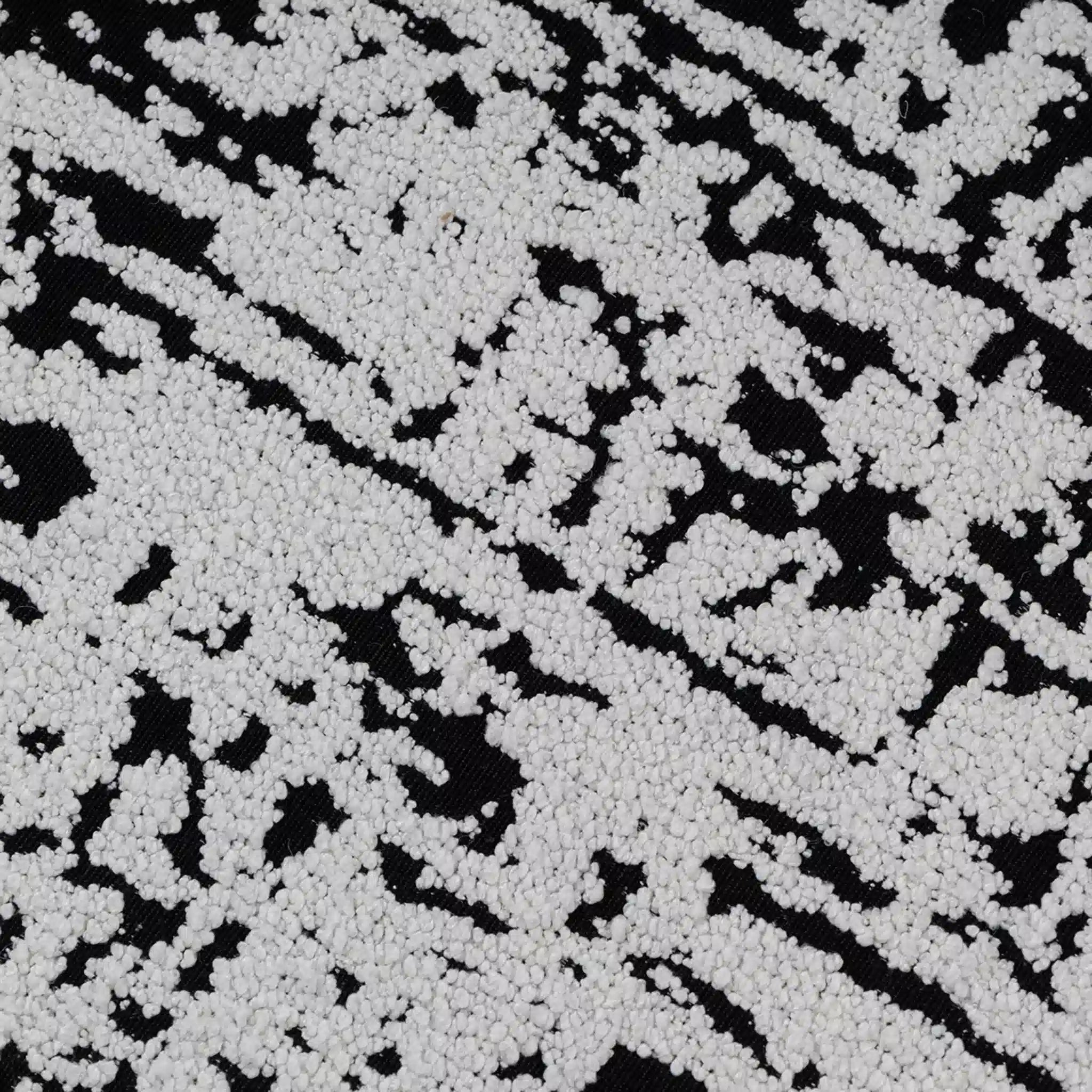 Close-up of white and black patterned fabric