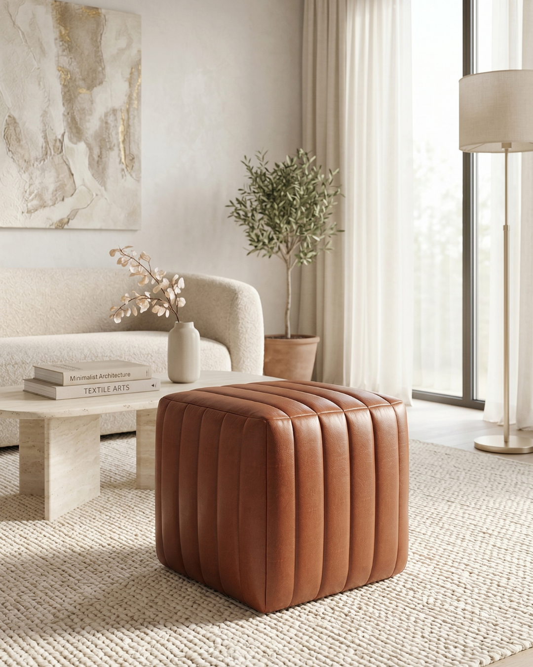 CUBEN Leather Pouf IDT