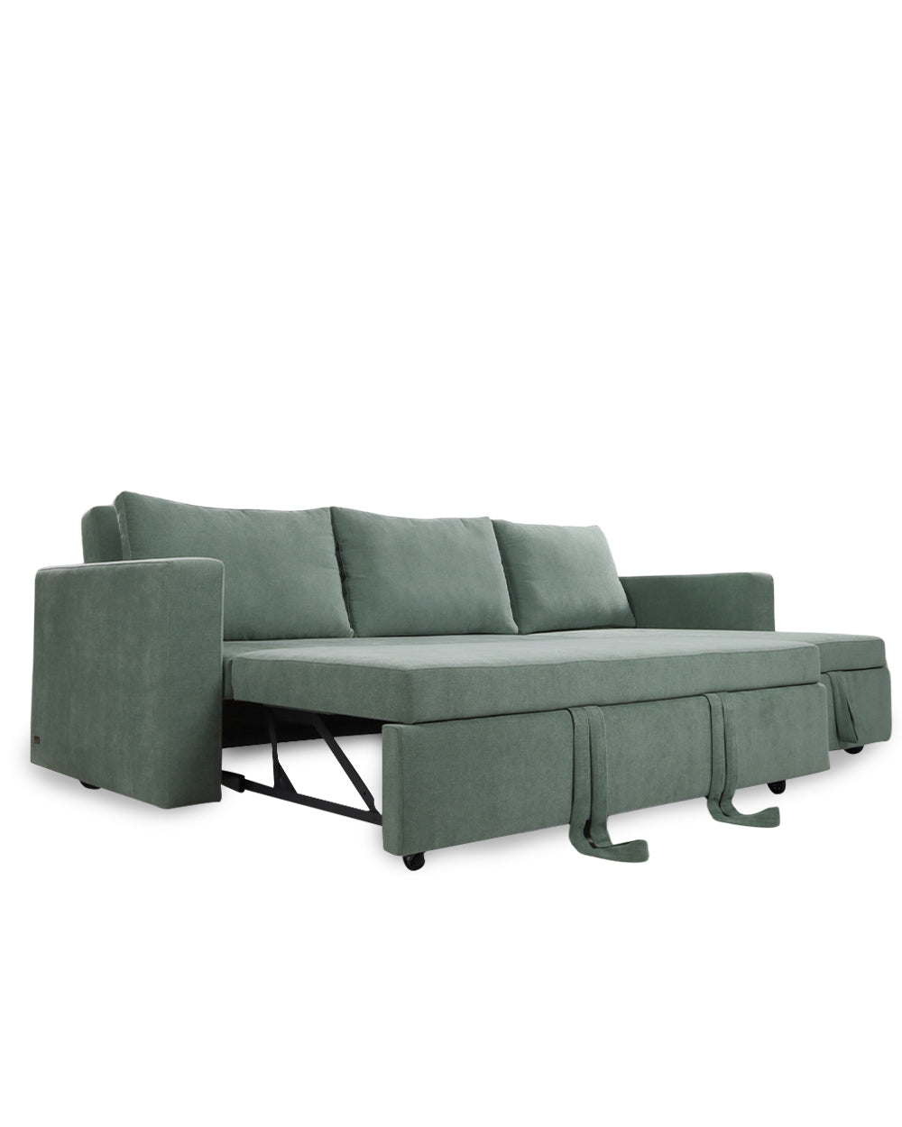 Green sofa bed on a white background