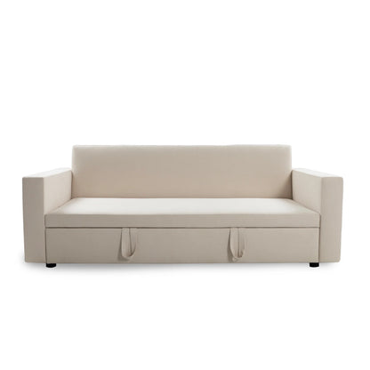 Beige sofa bed on a white background