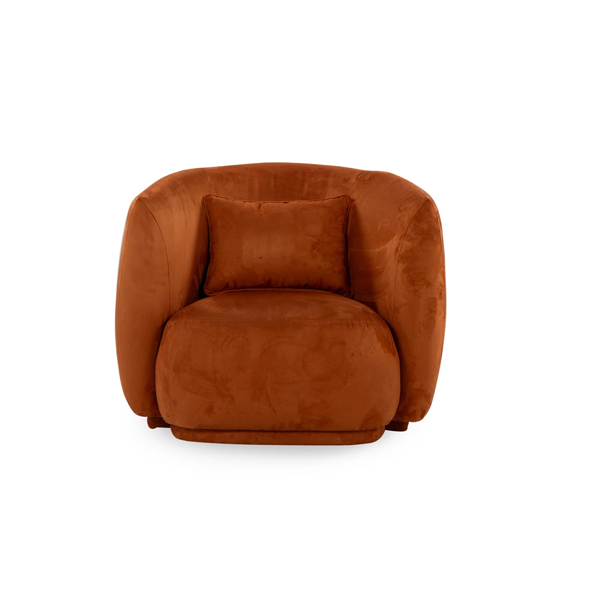 Brown armchair with a pillow on a white background