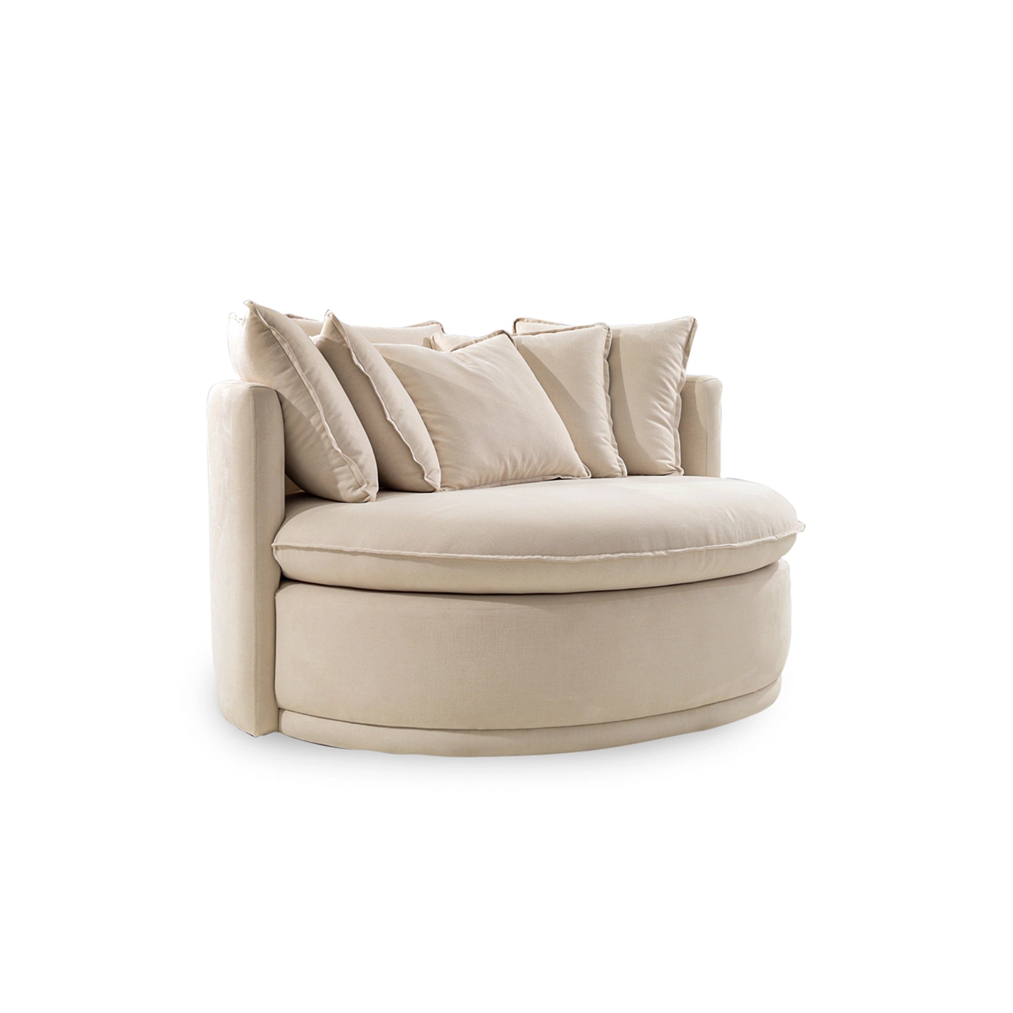 Beige armchair with cushions on a white background