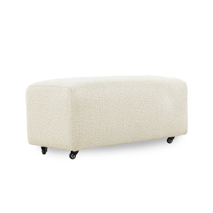 Beige ottoman with wheels on a white background