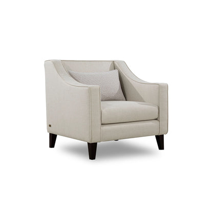 Beige armchair with a pillow on a white background