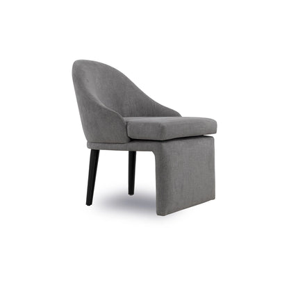 Gray chair with black legs on a white background
