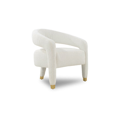 White armchair with gold legs on a white background