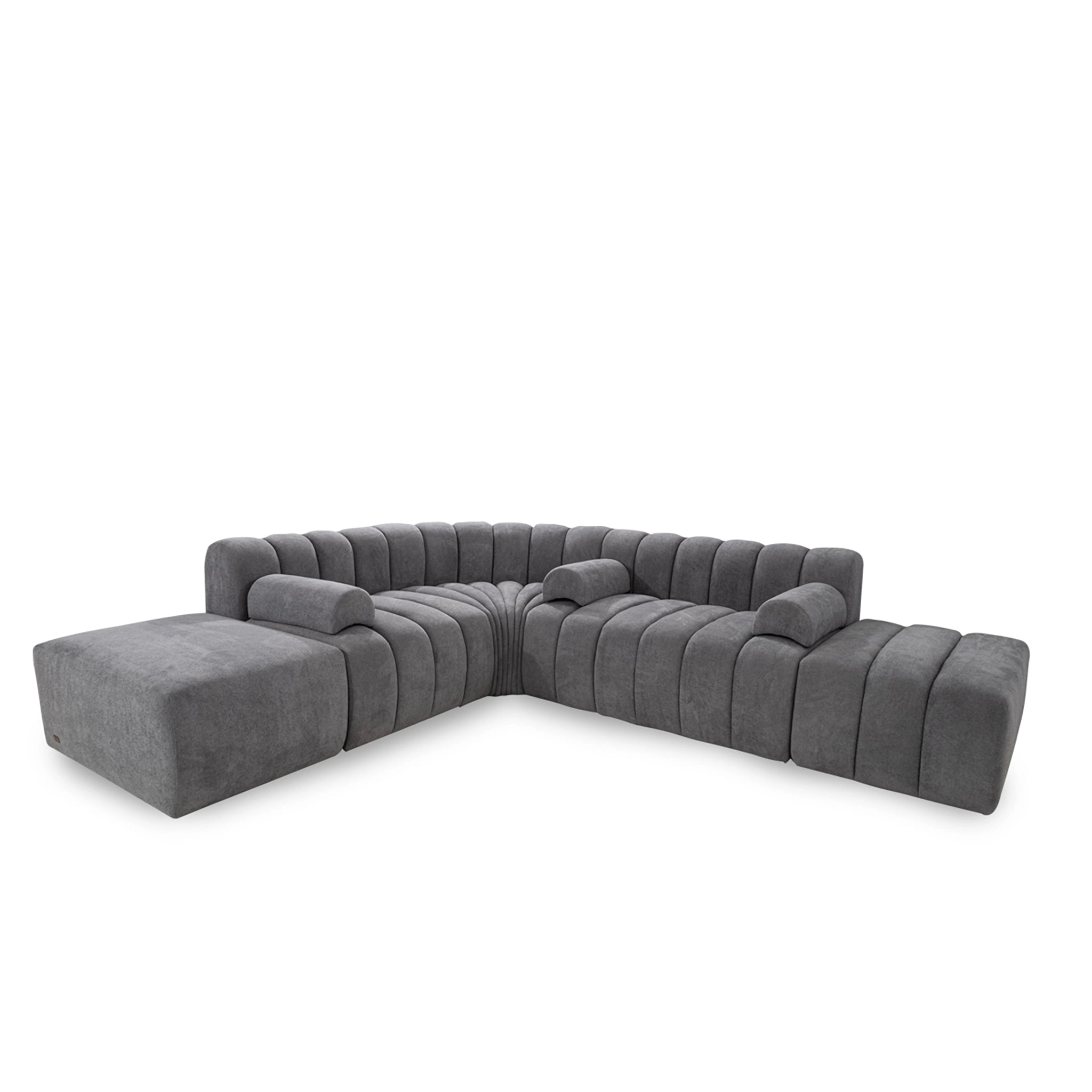 Gray sectional sofa on a white background