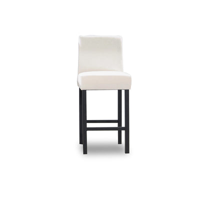 White bar stool with black legs on a white background