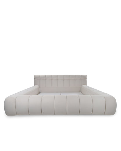 Modern beige sofa on a white background