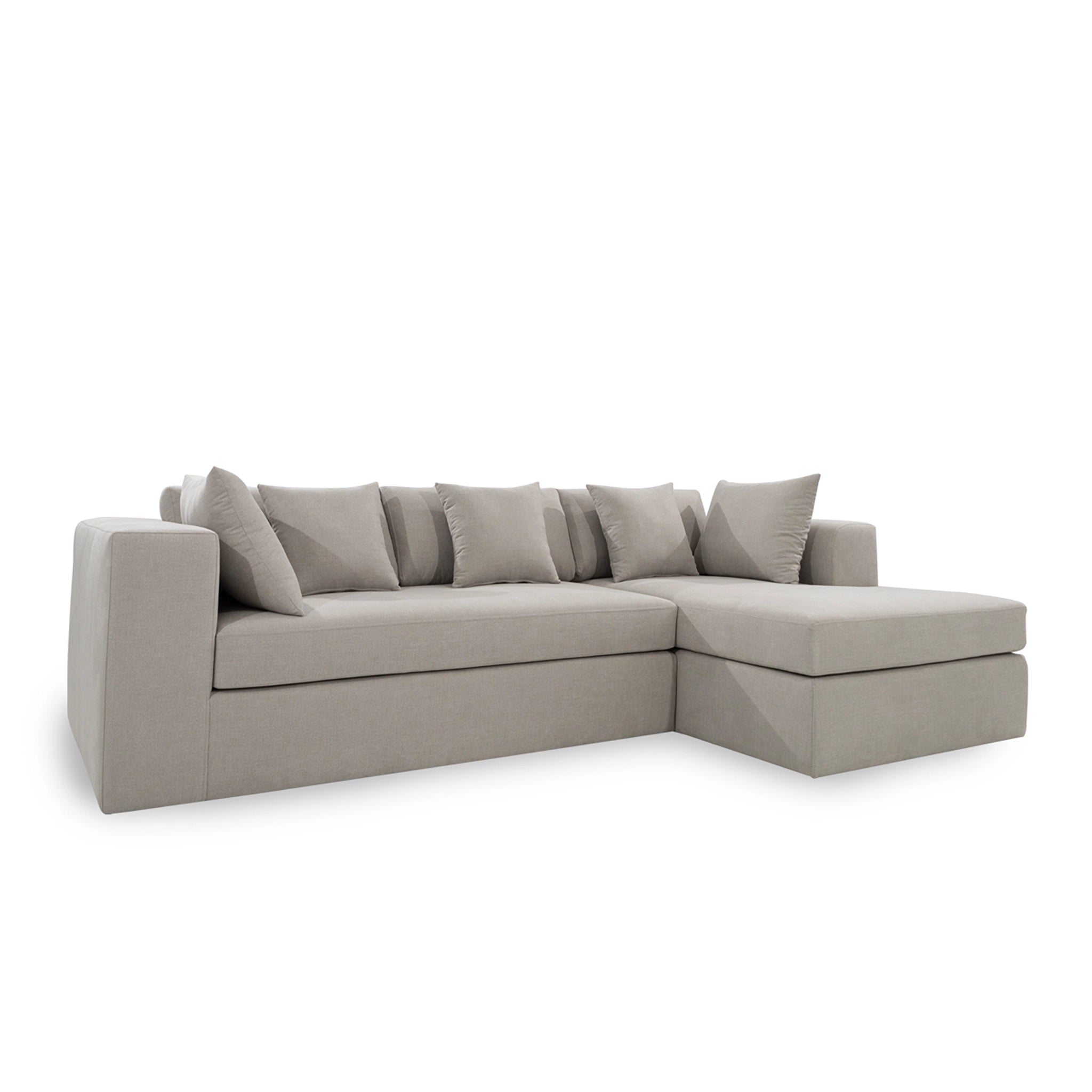 Gray sectional sofa on a white background