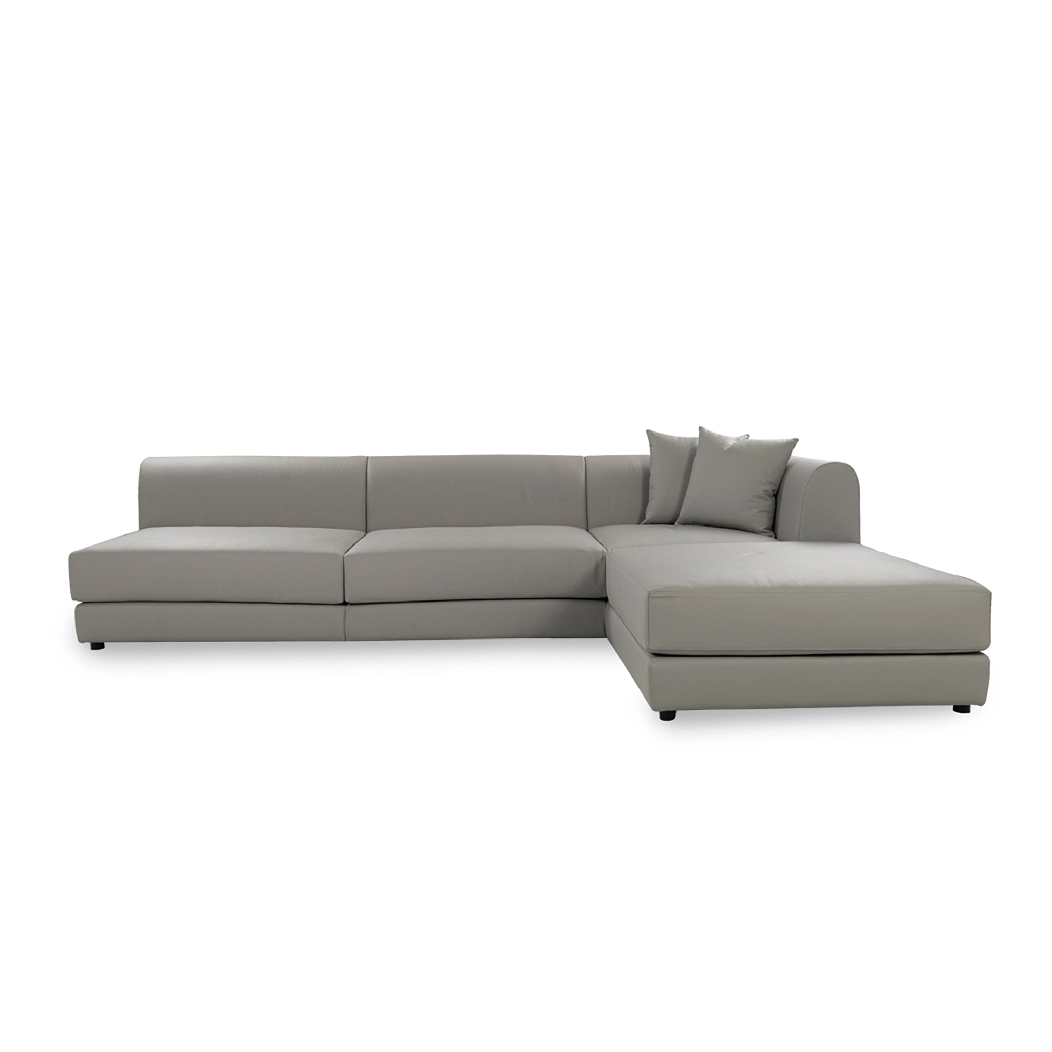 Gray sectional sofa on a white background