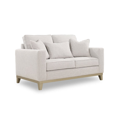 Light gray sofa with wooden legs on a white background