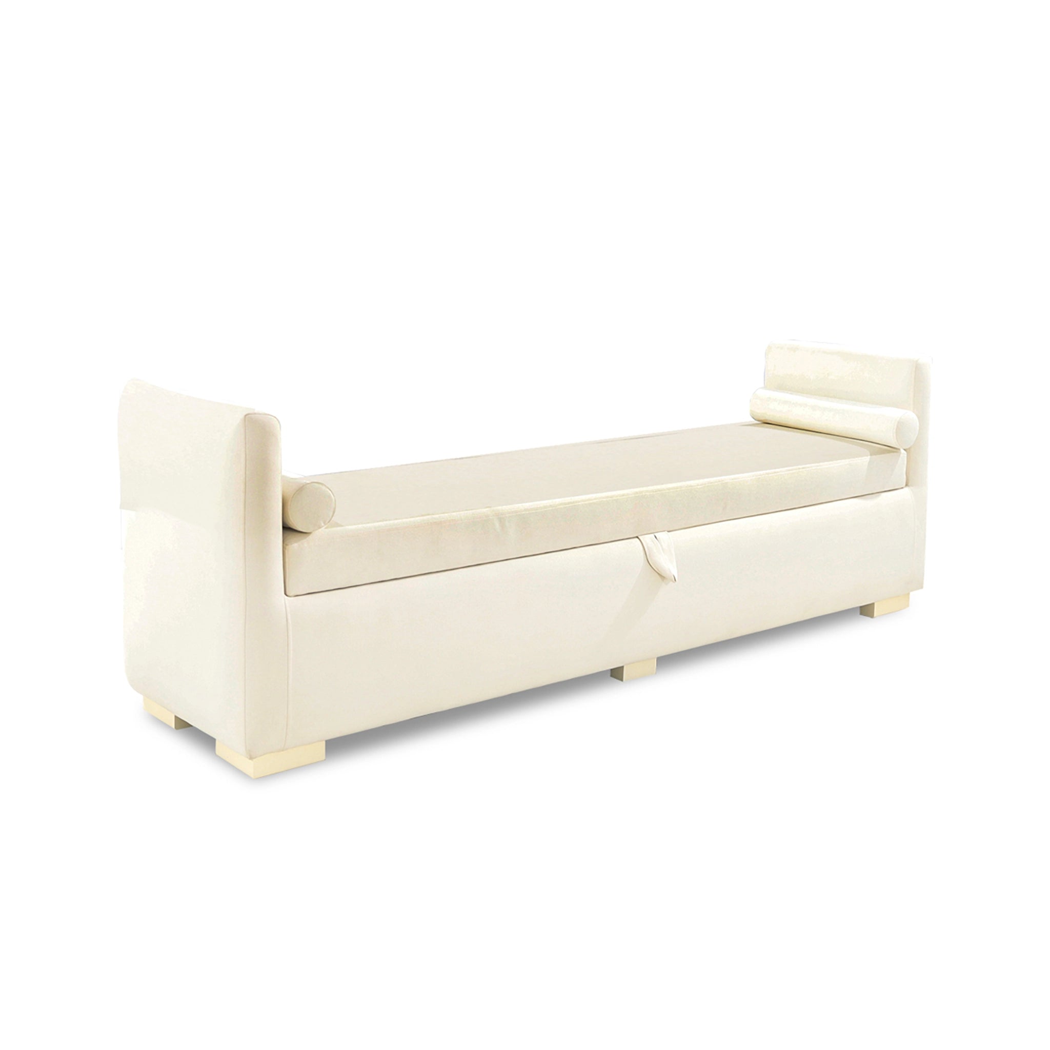 Beige storage bench on a white background