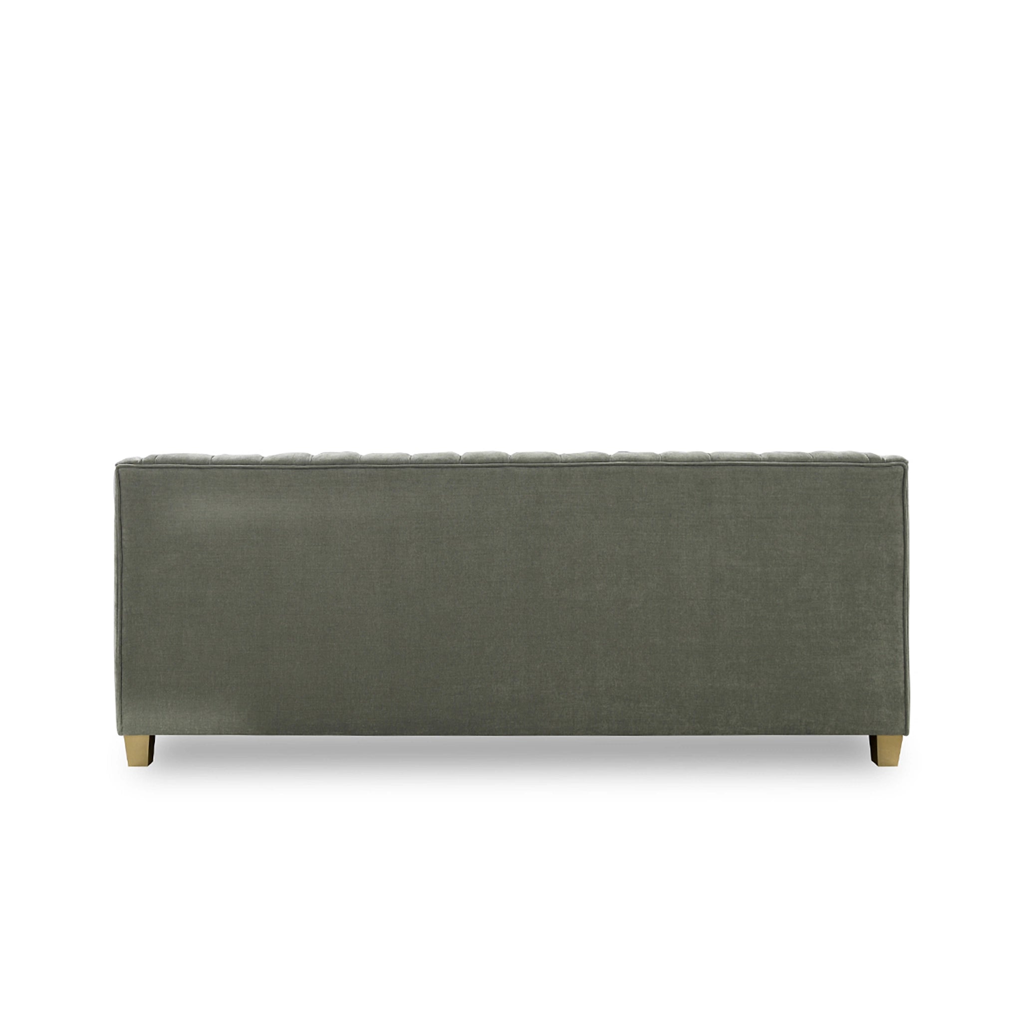Green upholstered bench on a white background