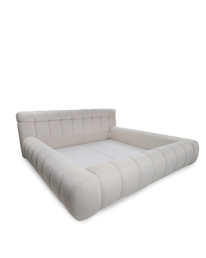 Inflatable sofa with a quilted design on a white background