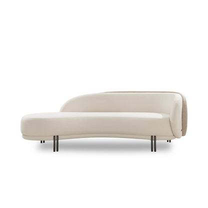 Modern beige sofa with curved design on a white background