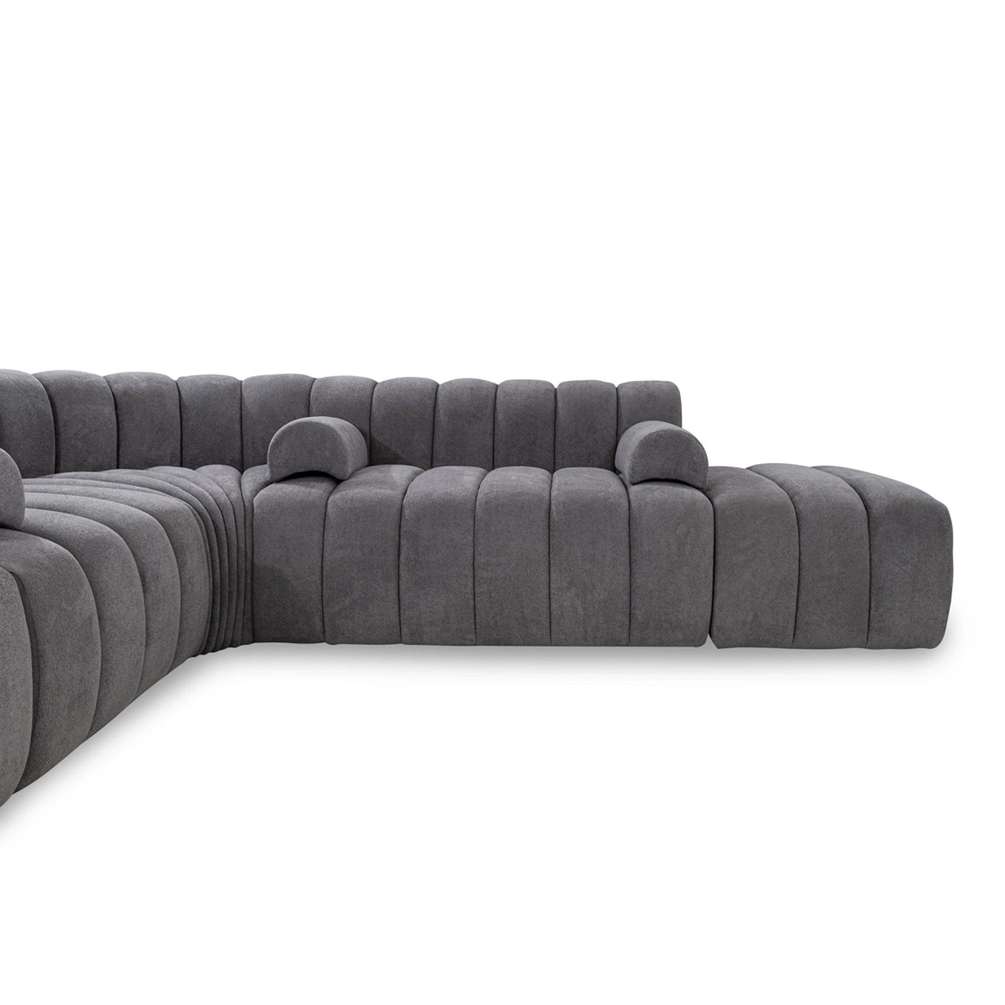Gray sectional sofa on a white background