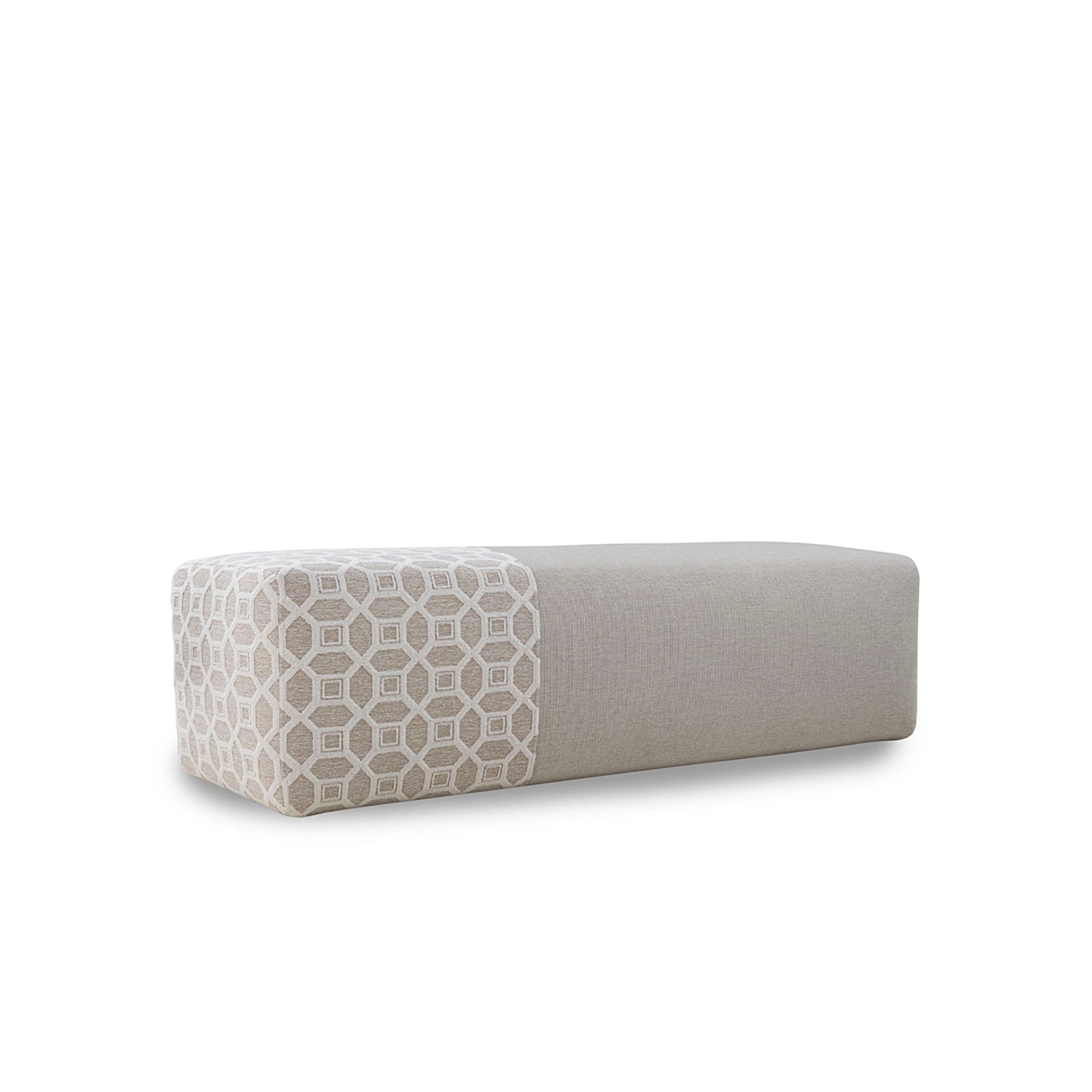 Rectangular ottoman with geometric pattern on a white background
