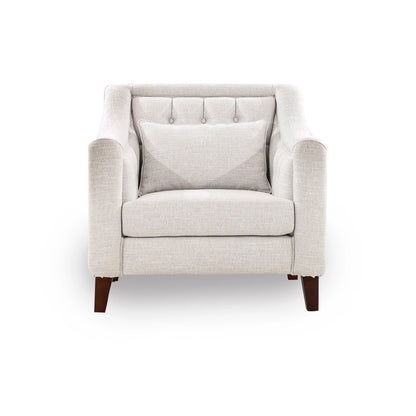 Beige armchair with a pillow on a white background
