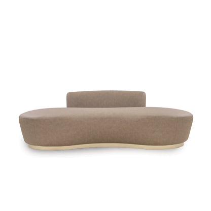 Beige pet bed with a raised platform on a white background