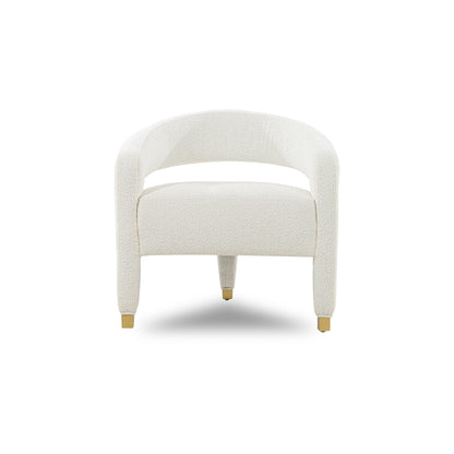 White armchair with wooden legs on a white background