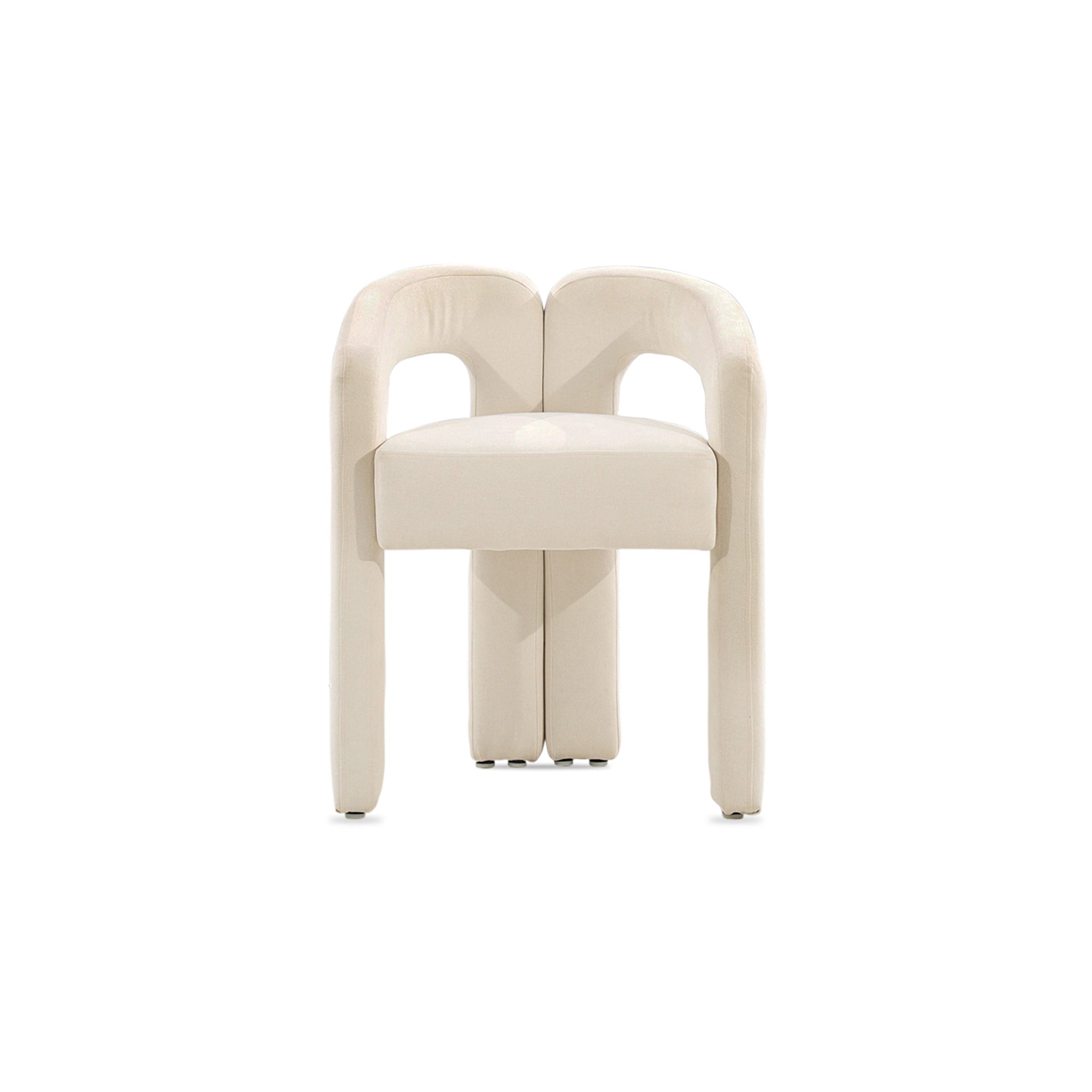 Beige chair with a unique design on a white background